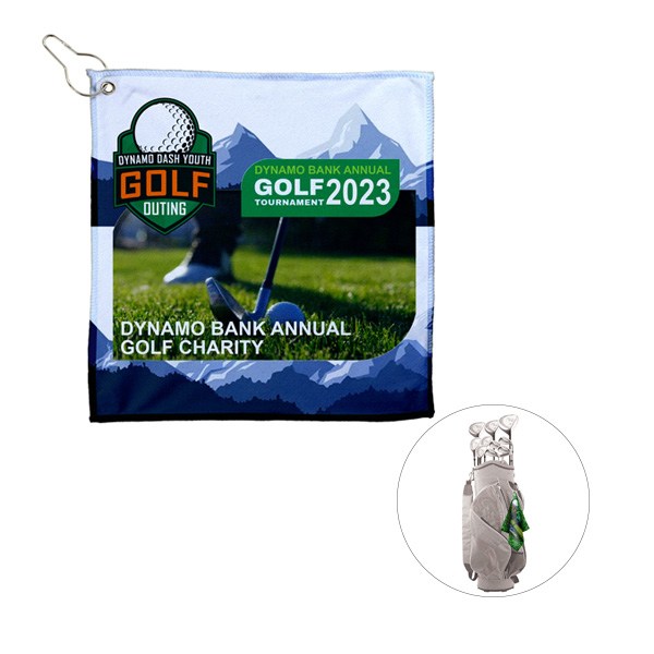 12 x 12 Inch The Full Color Wedge Golf Towel  Imprinted with Logo (Q218022)