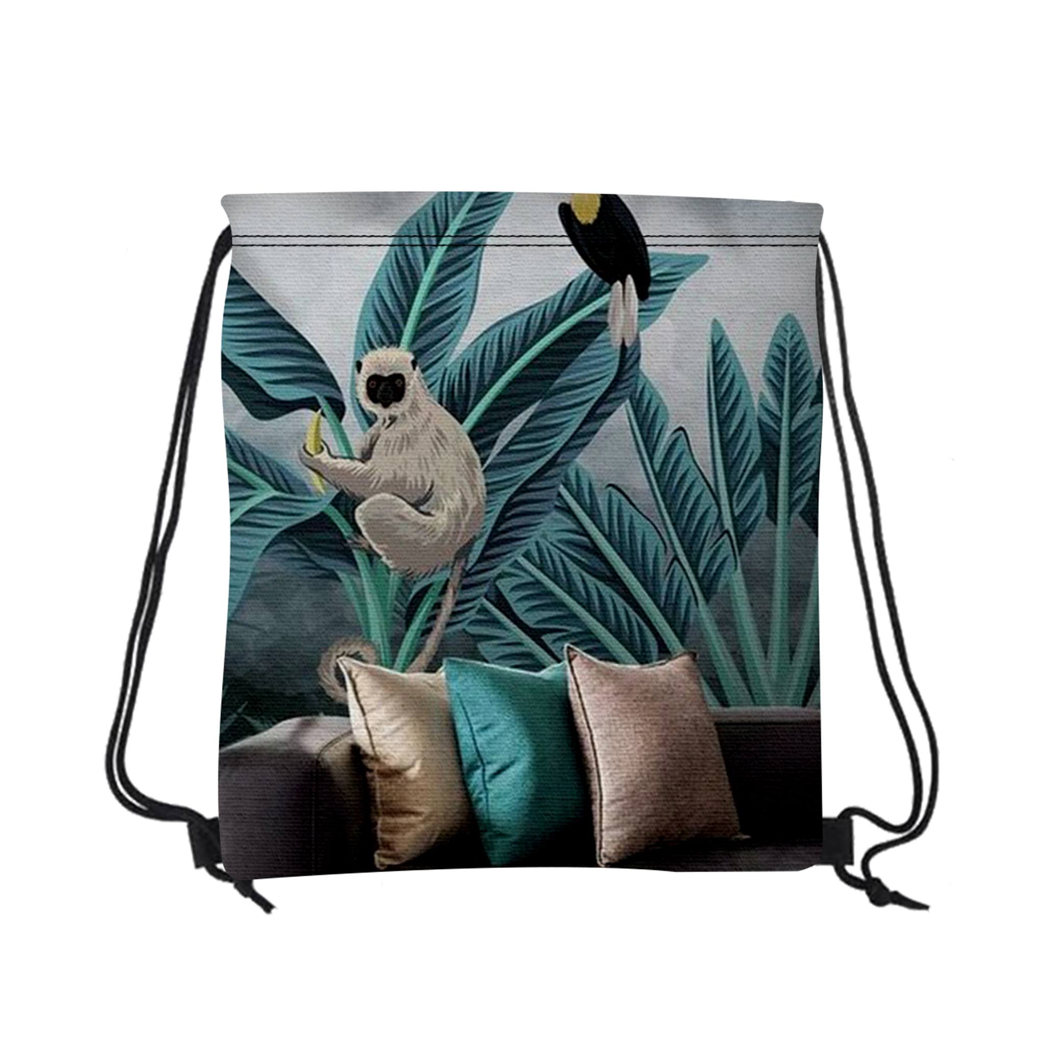 16W x 18H Inch Canvas Drawstring Backpack  Imprinted with Logo (Q221922)