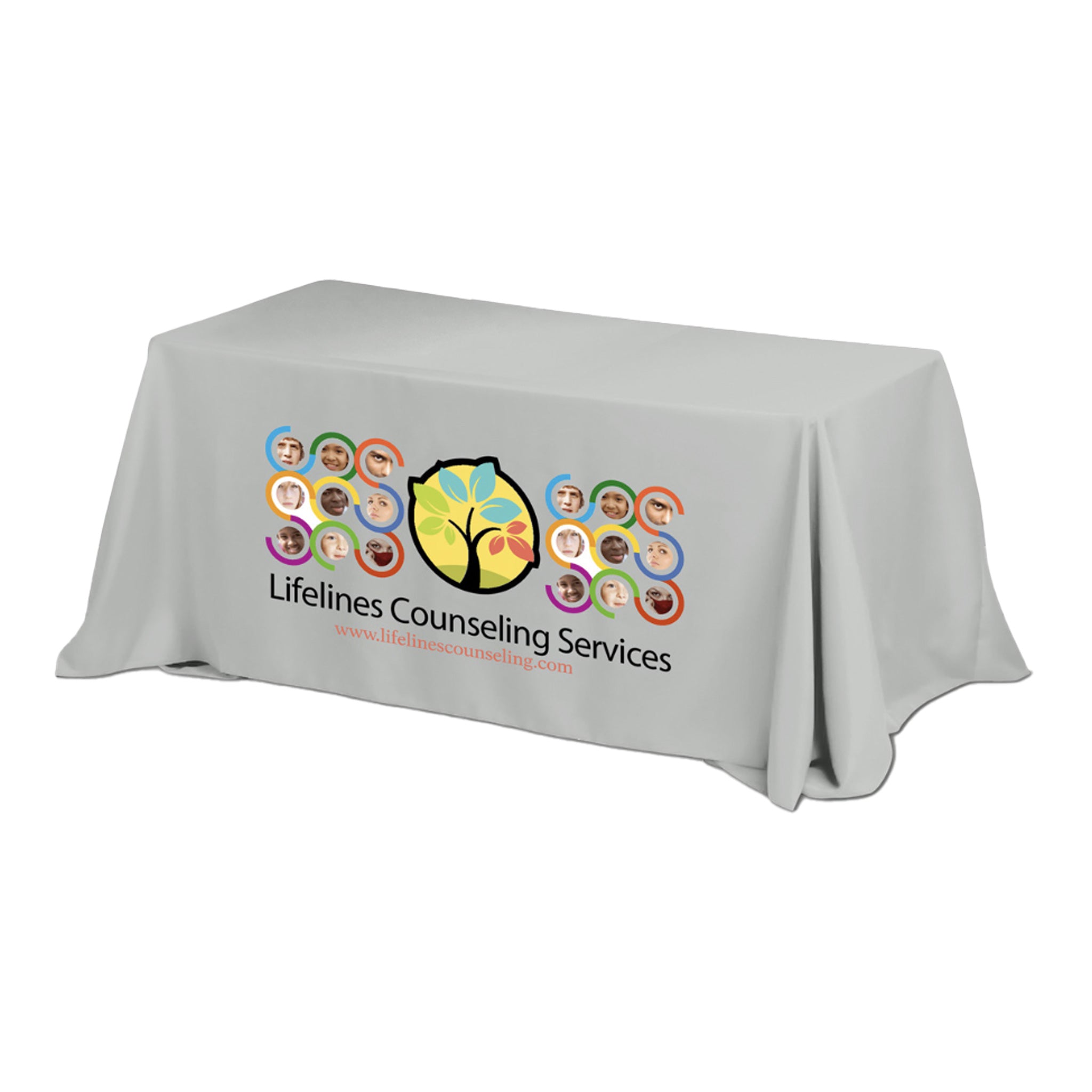 3-Sided Economy 8 ft Table Cover (PhotoImage 4 Color)  Imprinted with Logo (Q222611)