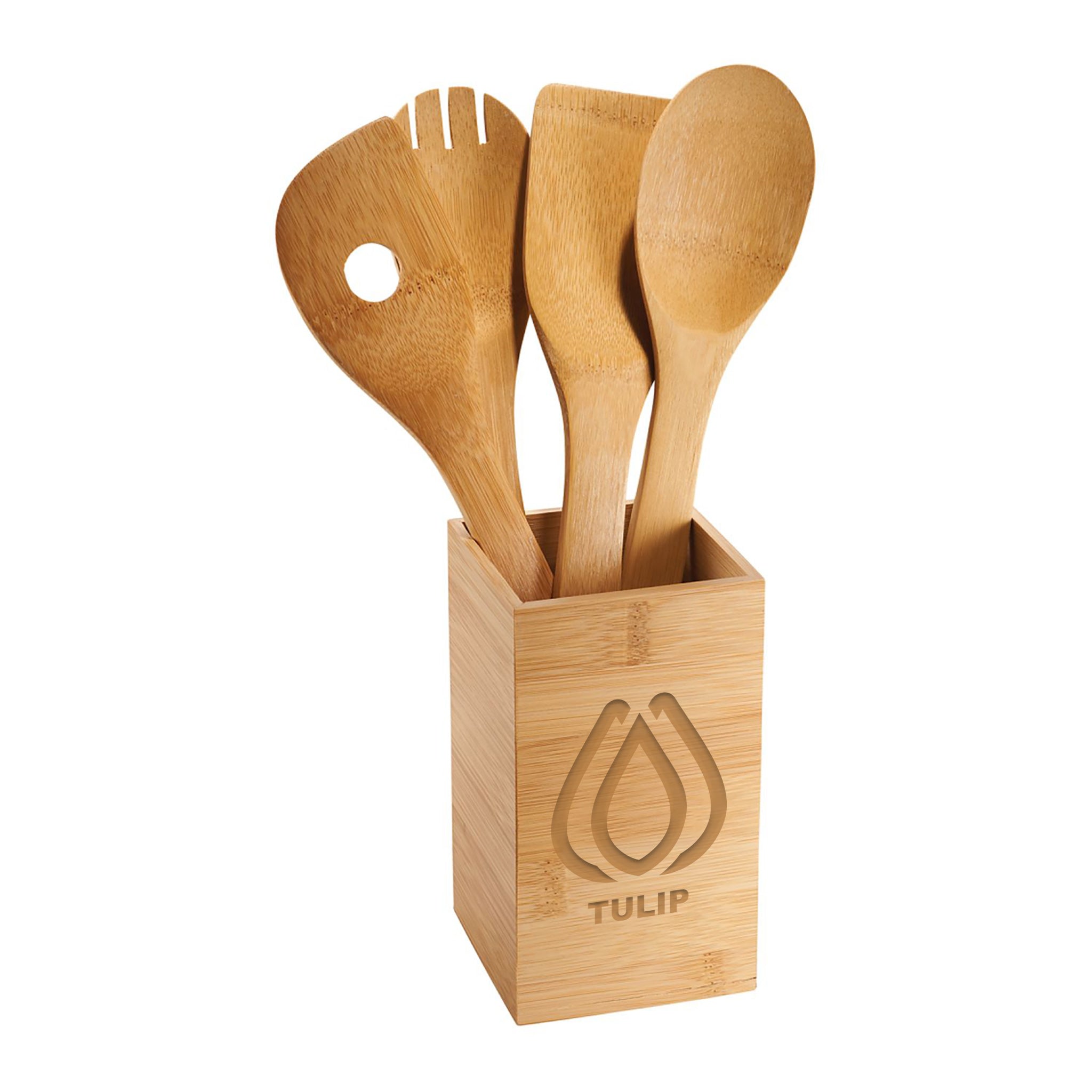 FSC Bamboo 4-piece Kitchen Tool Set And Canister (Q224422)