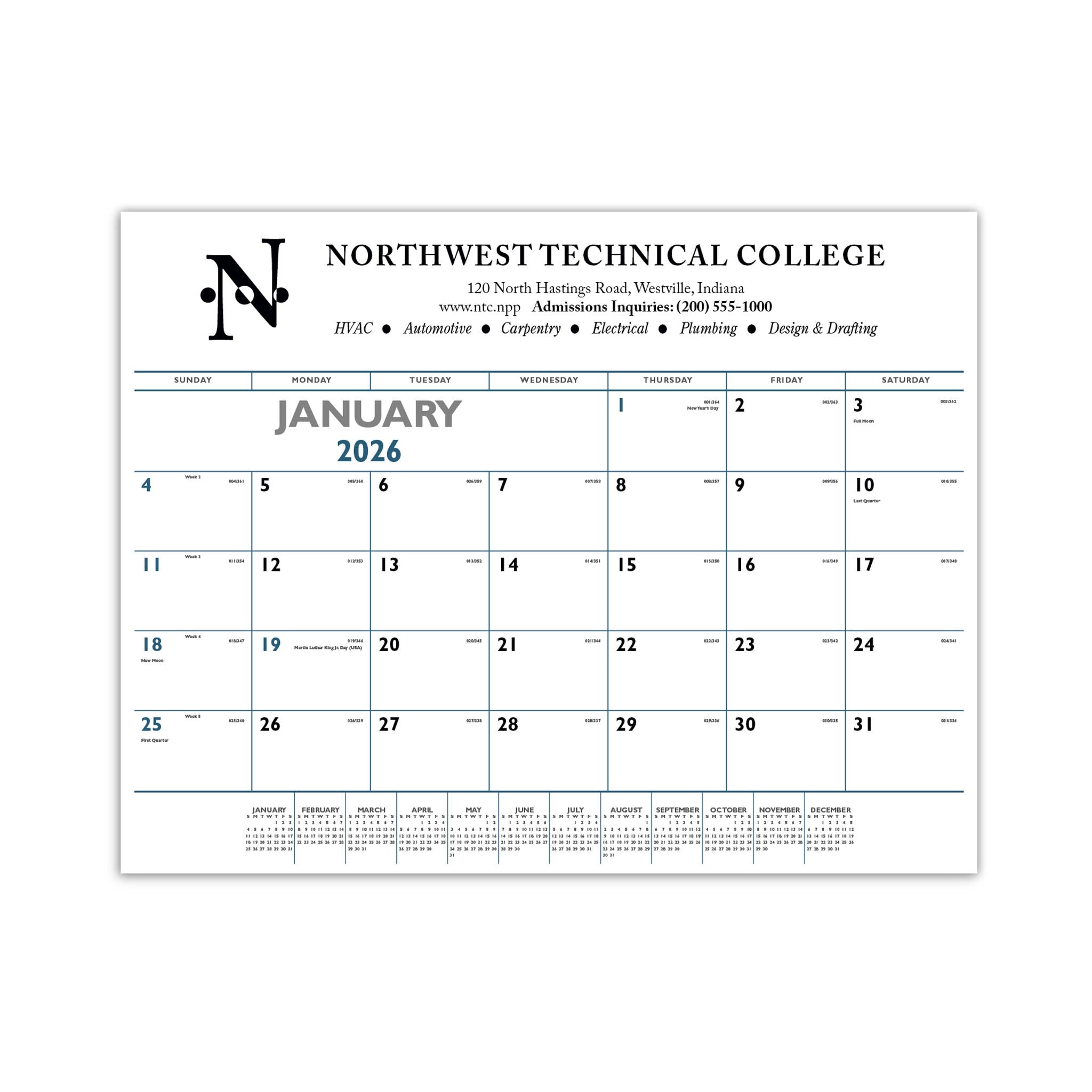 Blue & Black Desk Pad Calendar (Q235722)