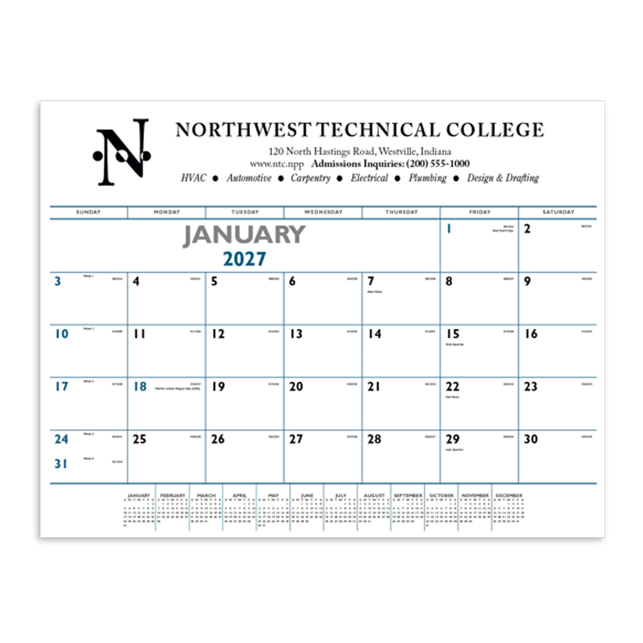 Blue & Black Desk Pad Calendar  Imprinted with Logo (Q235722)