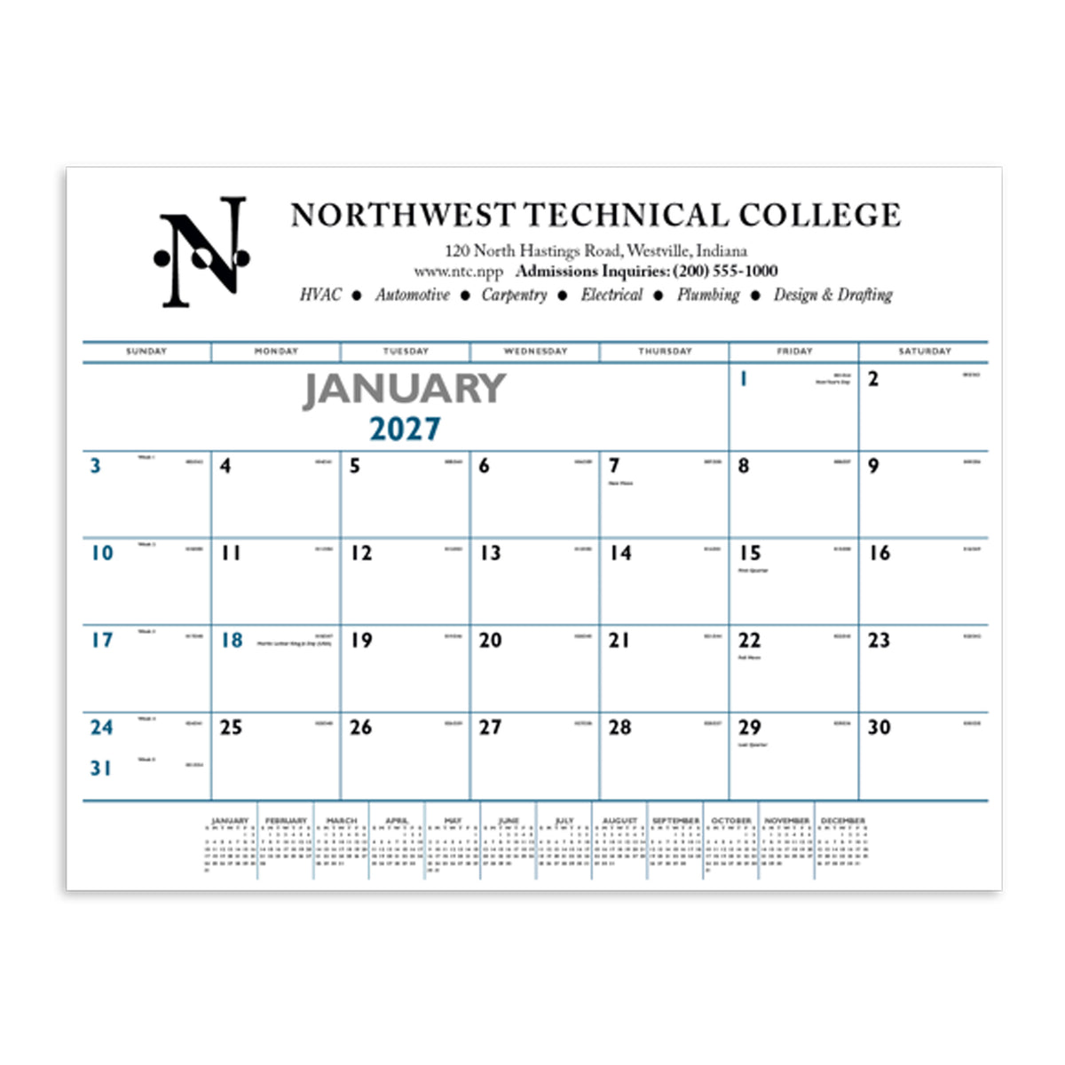 Blue & Black Desk Pad Calendar (Q235722)
