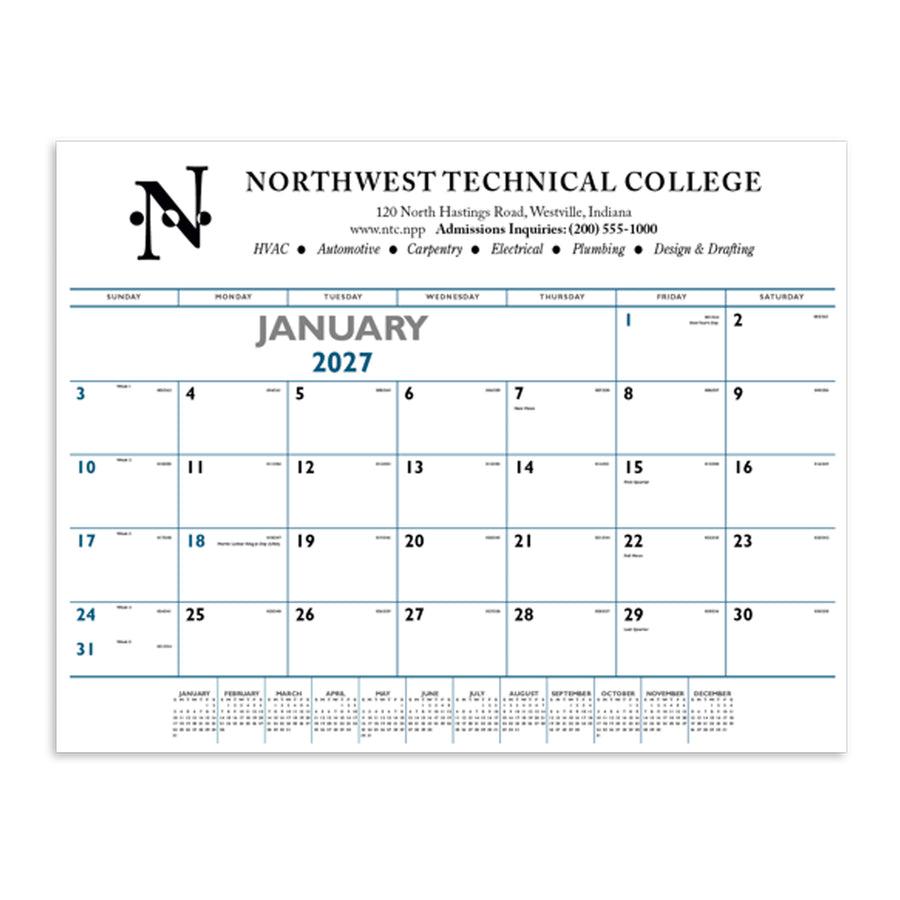 Blue & Black Desk Pad Calendar (Q235722)