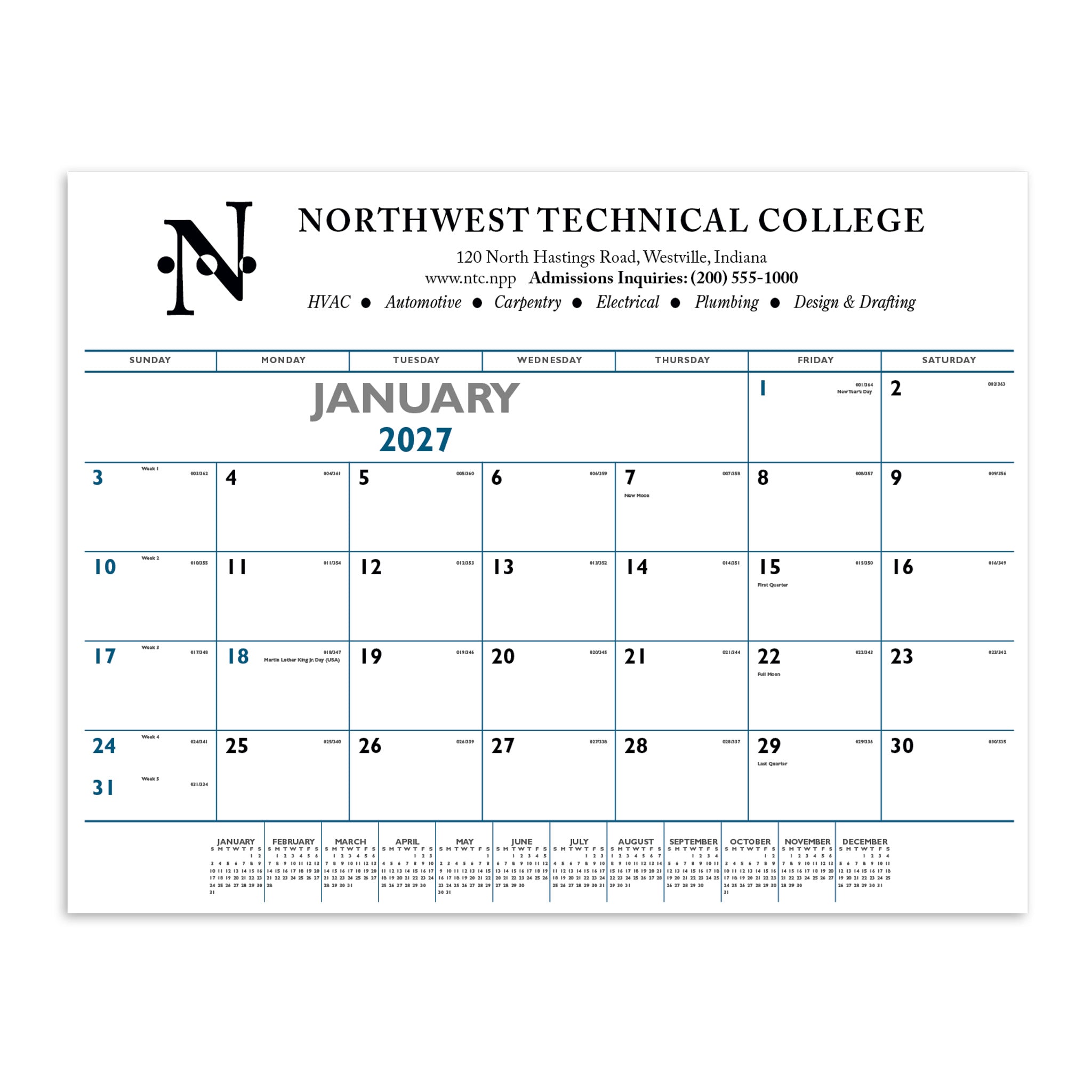 Decorator Memo (White) Calendar  Imprinted with Logo (Q135722)