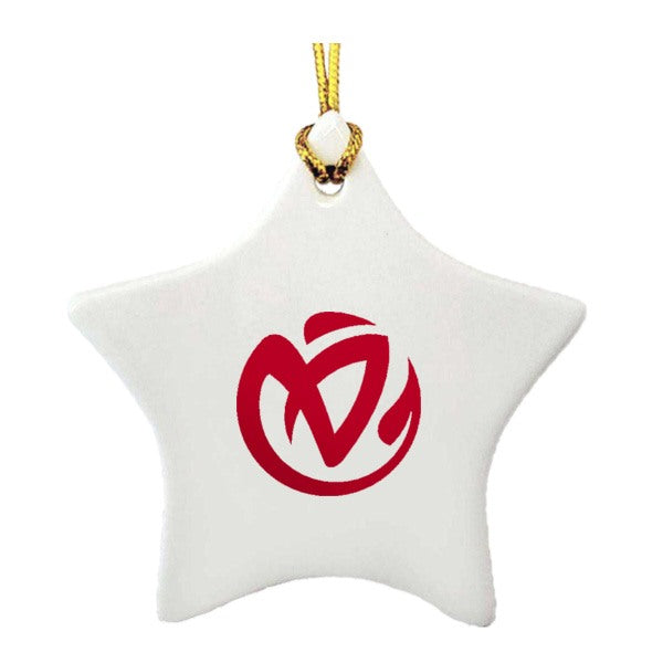 3 Inch Ceramic Ornament - Star  Imprinted with Logo (Q238822)
