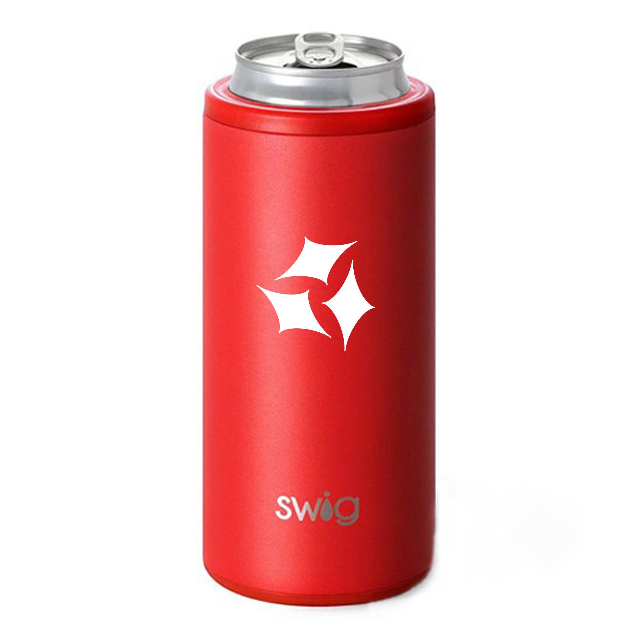 12 Oz. Swig Skinny Can Cooler - Matte Red  Imprinted with Logo (Q240522)