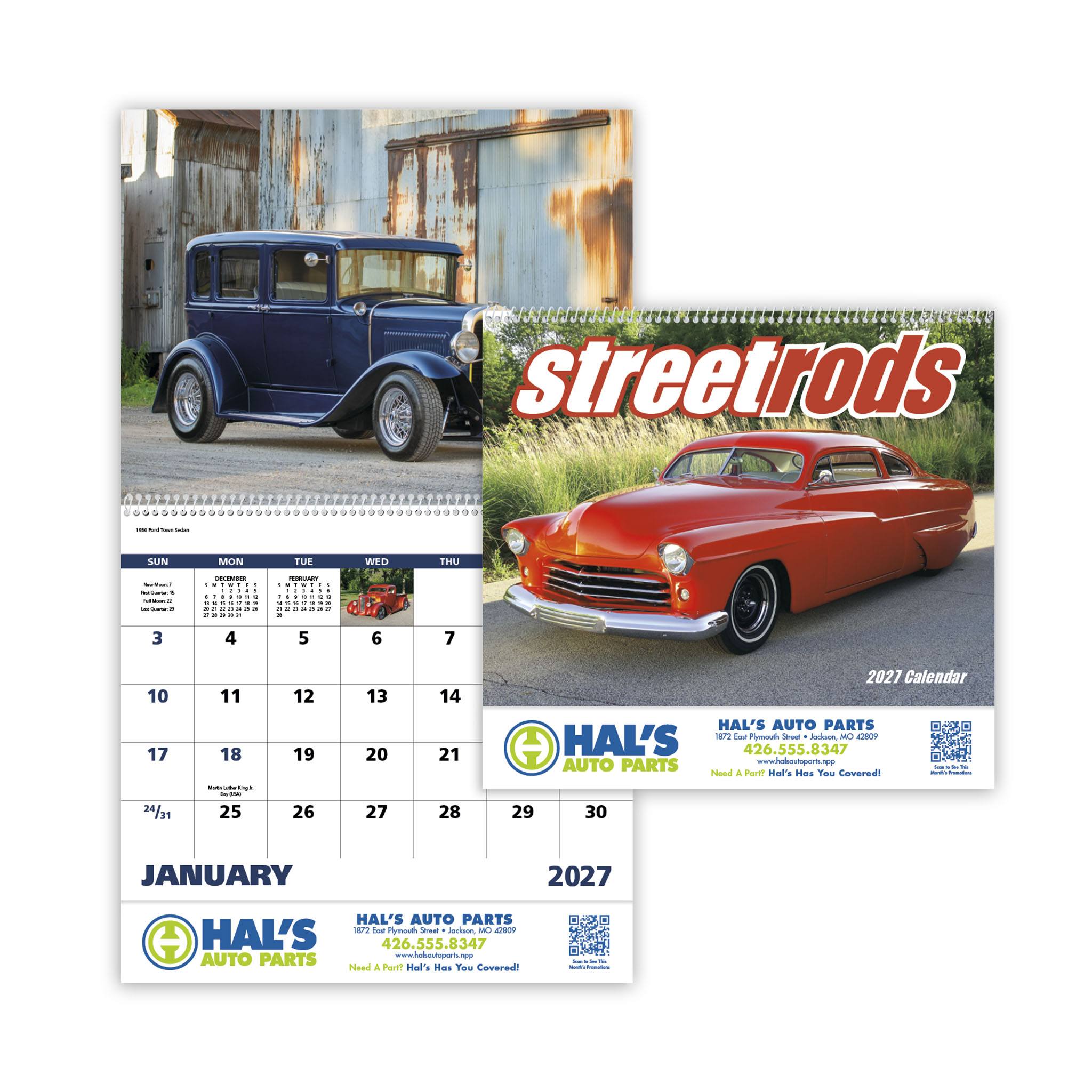 Street Rods - Spiral Calendar  Imprinted with Logo (Q244722)