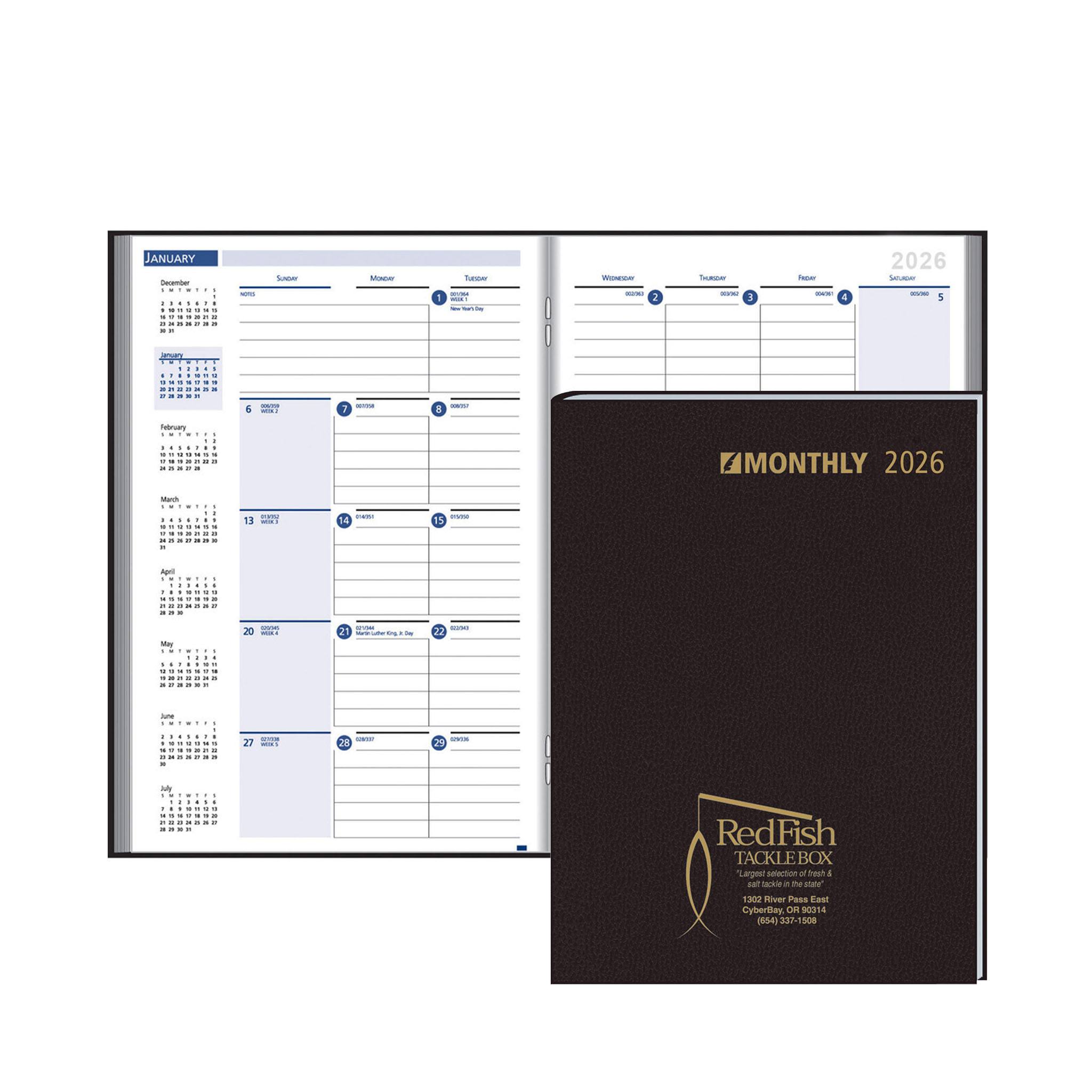 Stitched Ruled Monthly Format Desk Planner (Q250211)