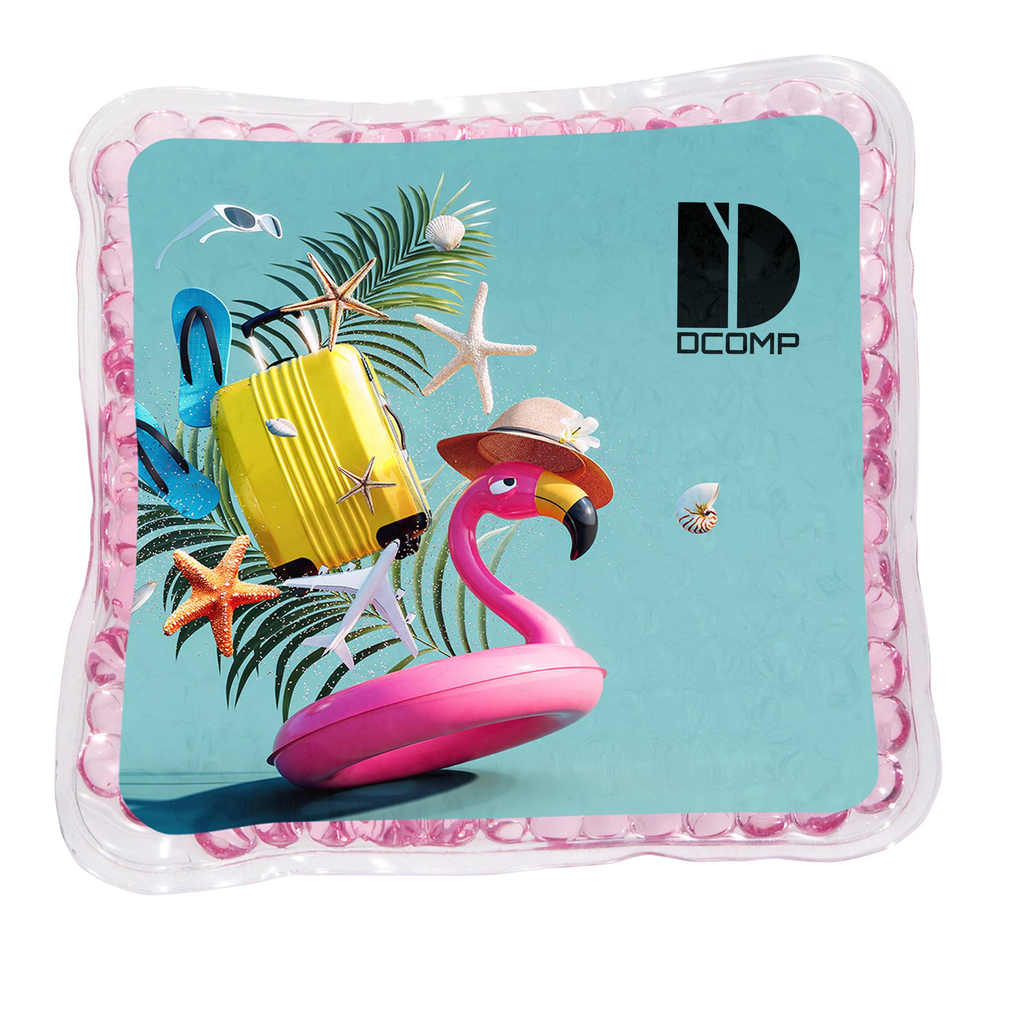 Aqua Pearls™ Square Pink Flamingo Tube Hot/Cold Pack  Imprinted with Logo (Q252022)