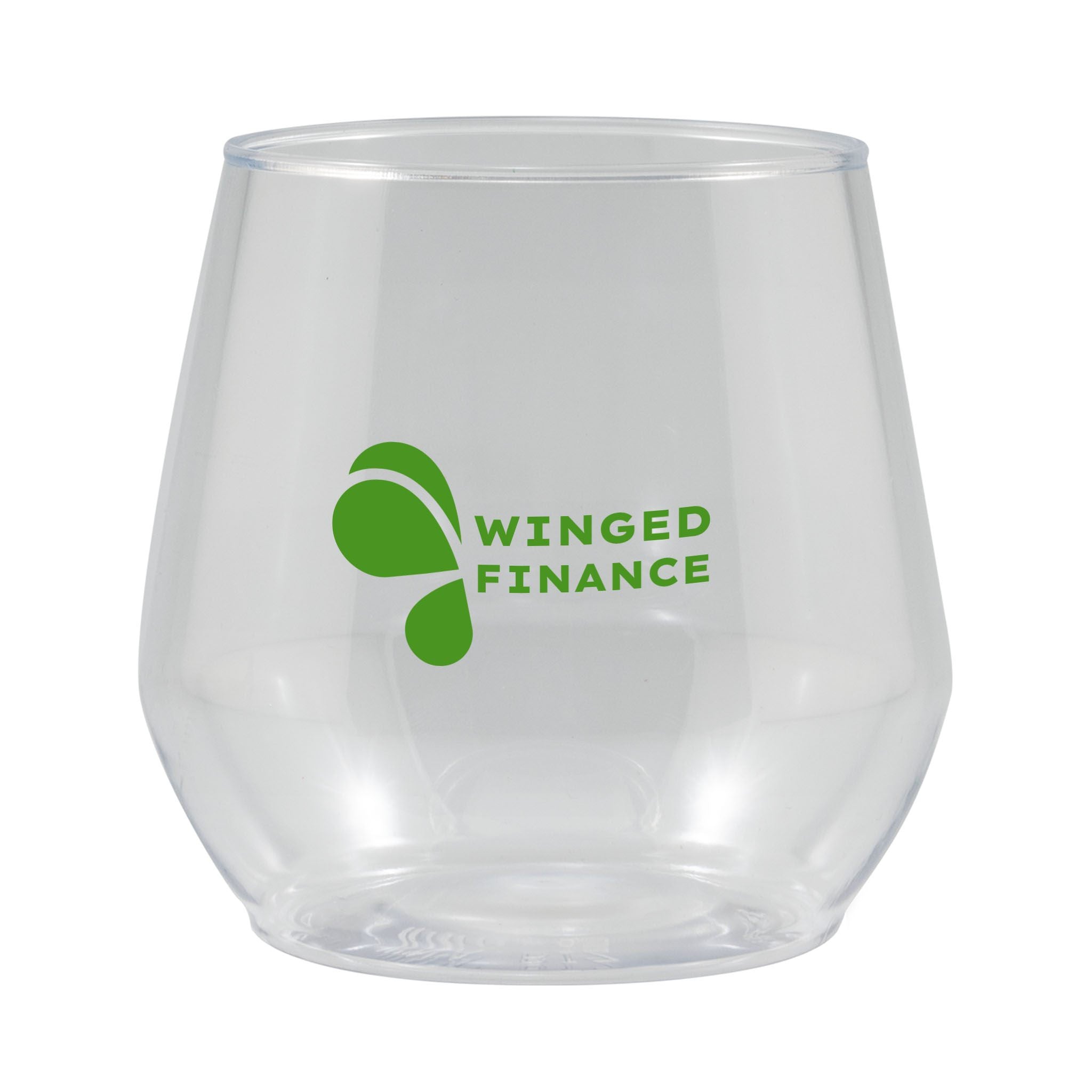 14 Oz. Clear Plastic Stemless Glass  Imprinted with Logo (Q252211)