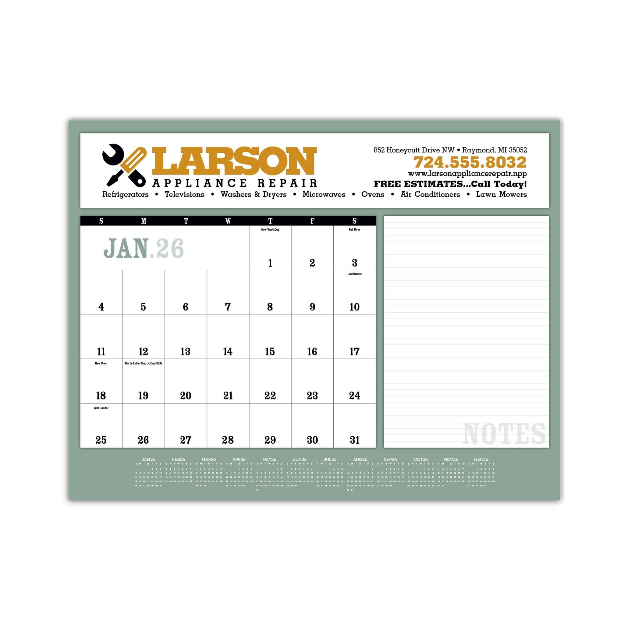 Notes Desk Pad Calendar  Imprinted with Logo (Q255722)