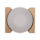 Round Greek Key Absorbent Stone Coaster Set (Q255922)