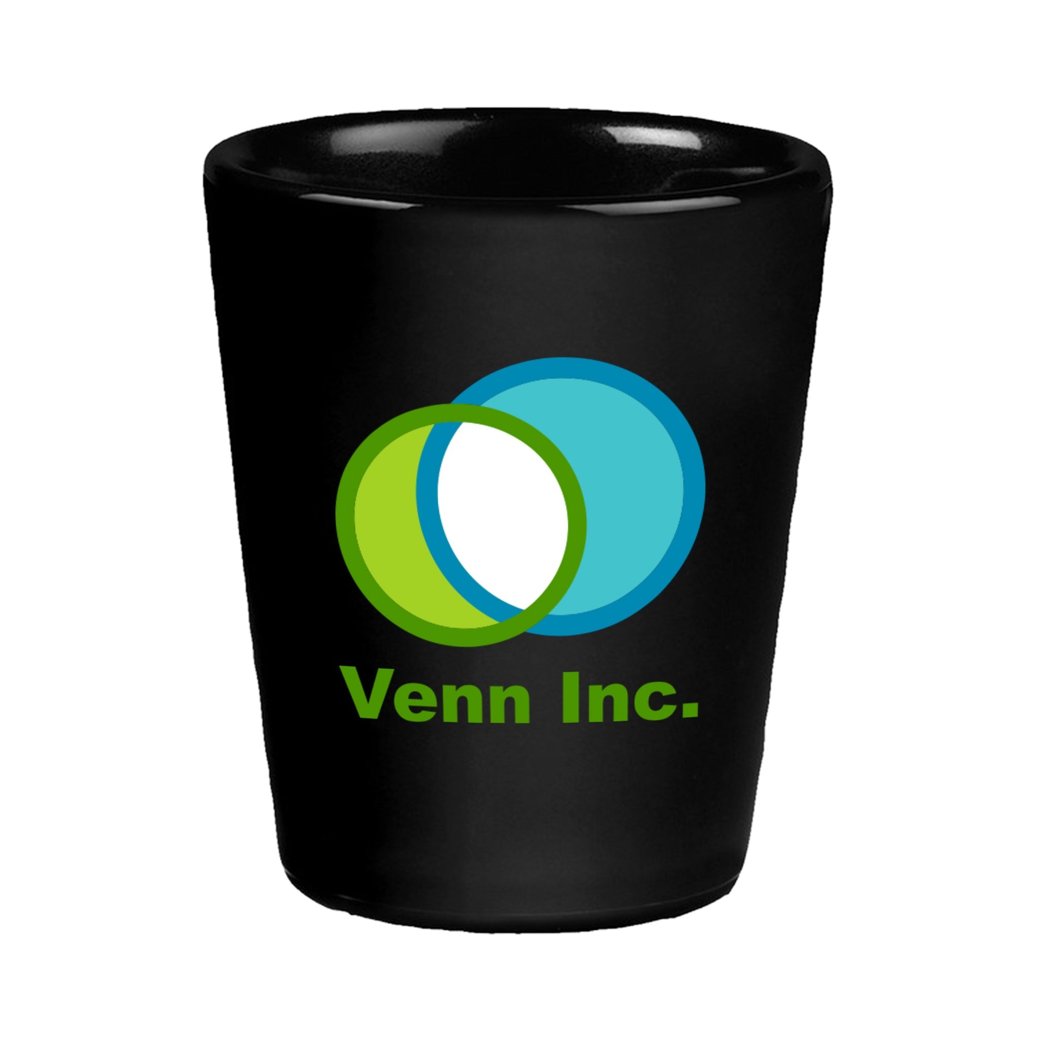 2 Oz. Black Ceramic Shot Glass  Imprinted with Logo (Q256222)