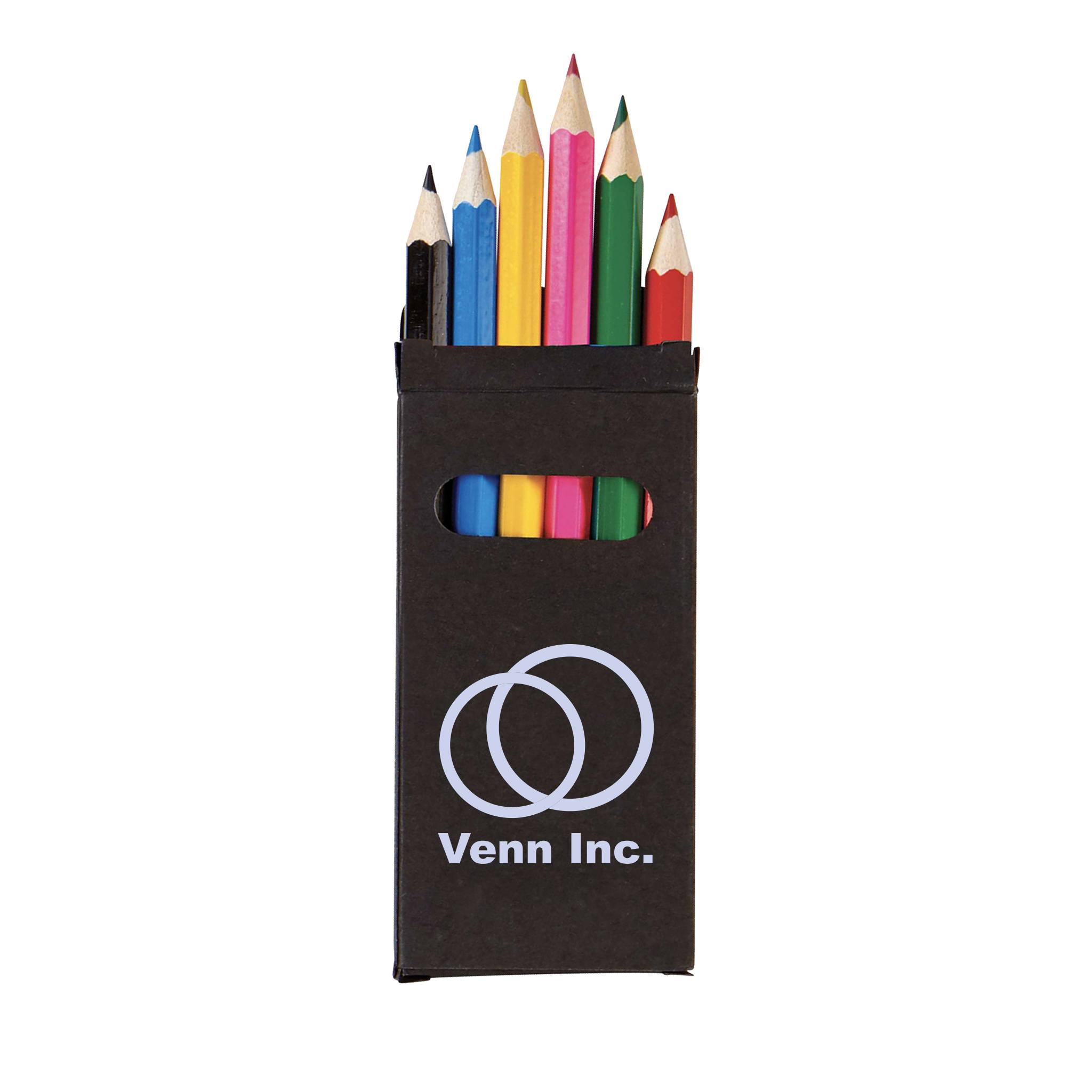 JORNIKOLOR Six Color Wooden Pencil Set In Black Box  Imprinted with Logo (Q259222)