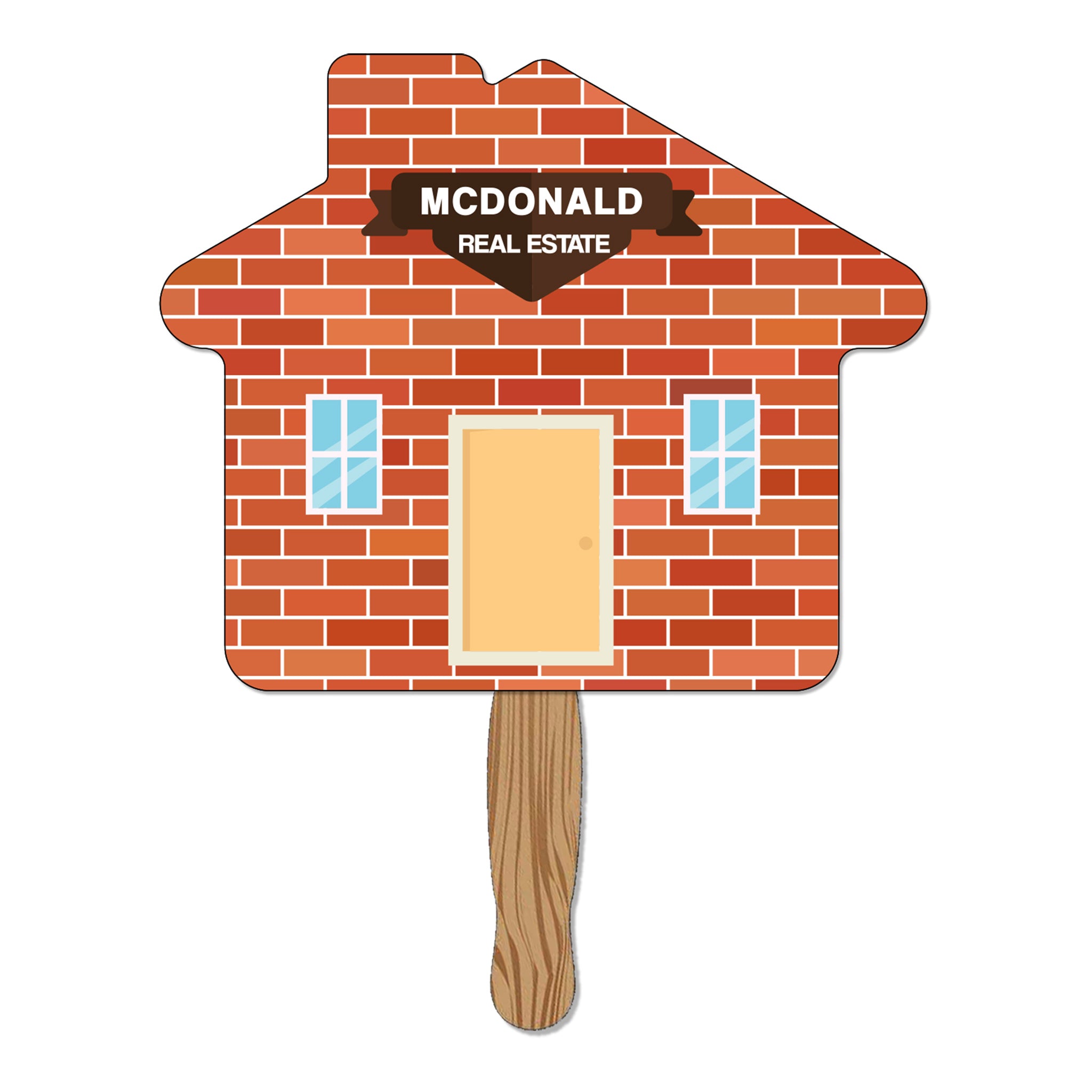 Hand Held Paper Fan - House  Imprinted with Logo (Q259532)
