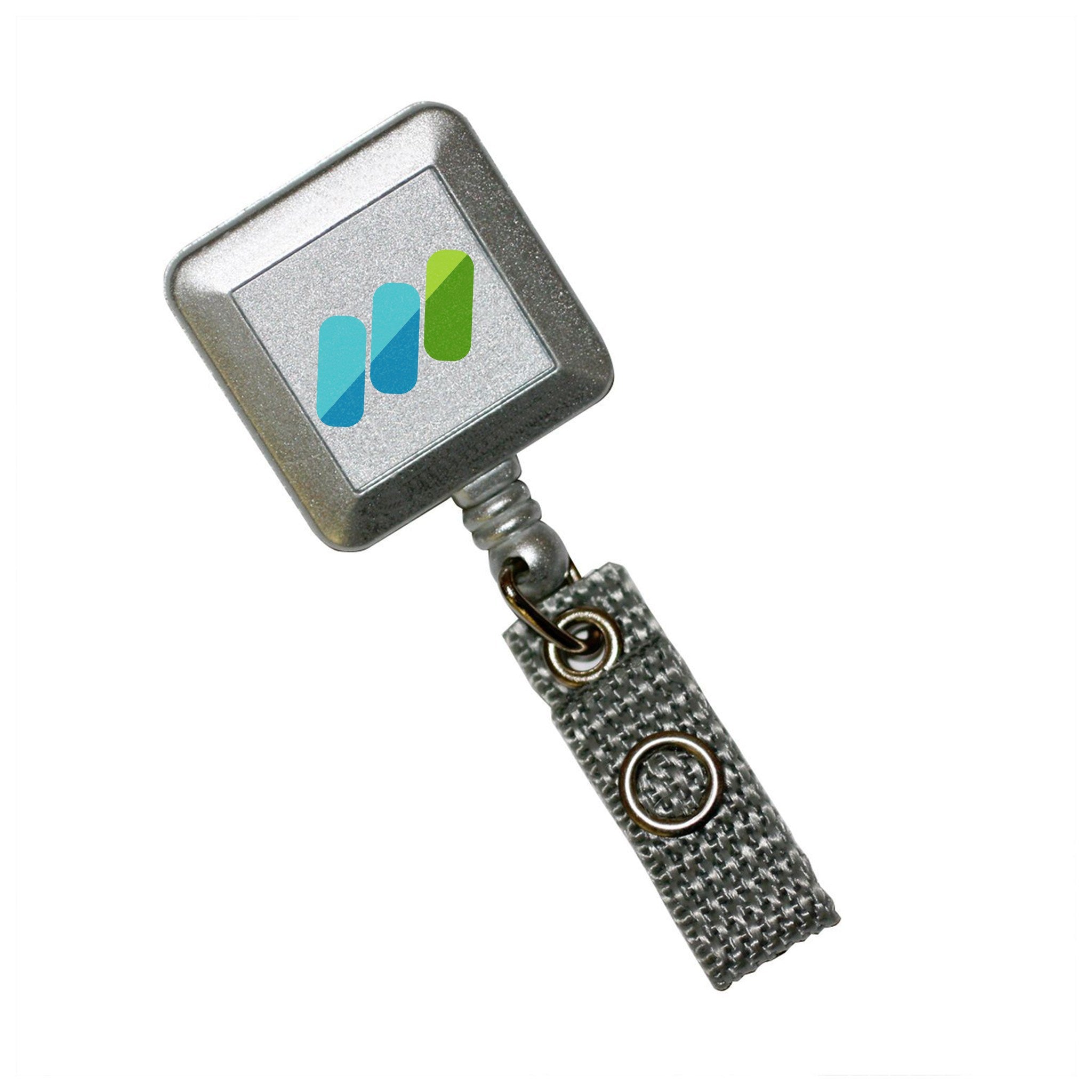 Silver Tract Retractable Badge Holder  Imprinted with Logo (Q260332)