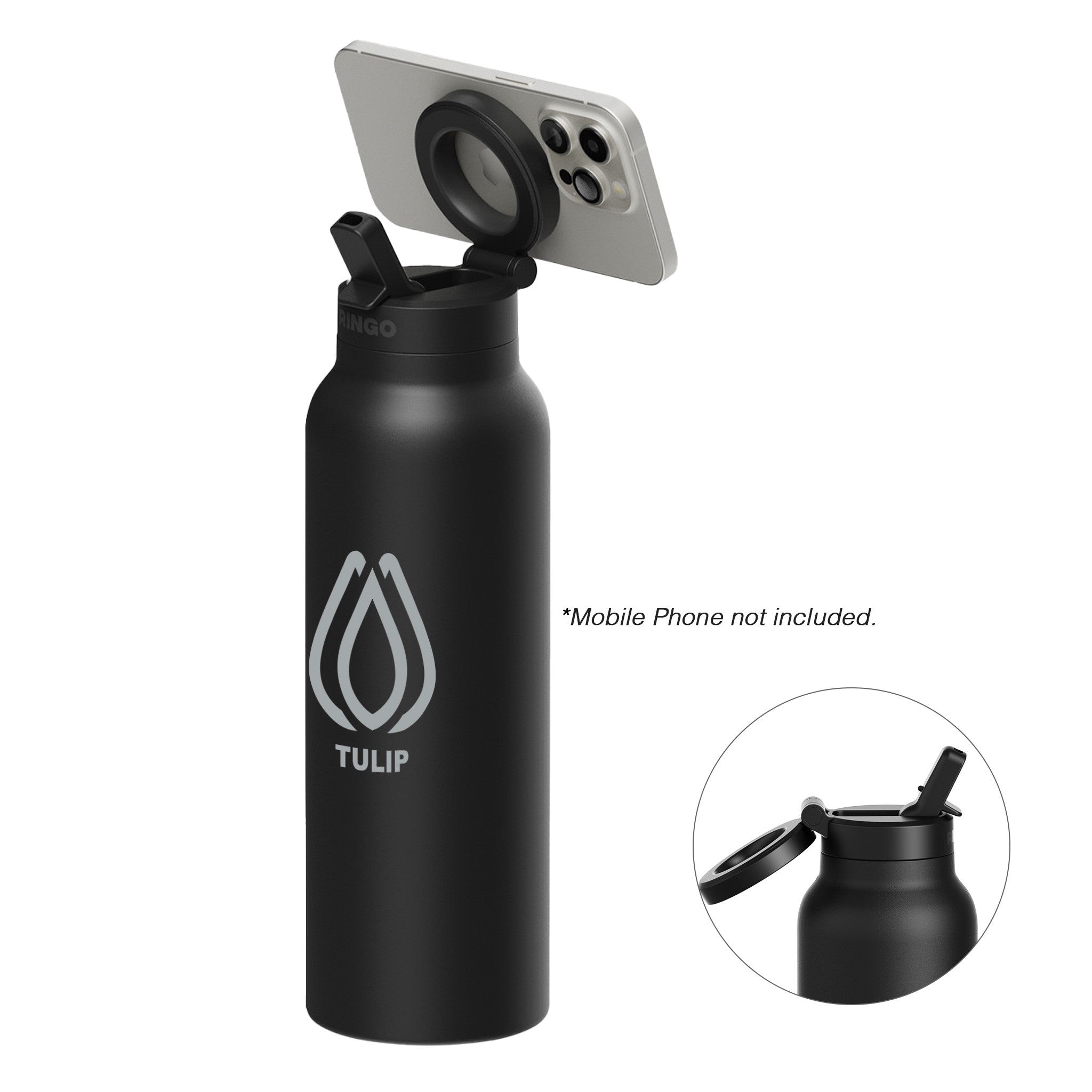 32 Oz. RINGO Pro Water Bottle with Magnetic Booster Ring - Black (Q266532)