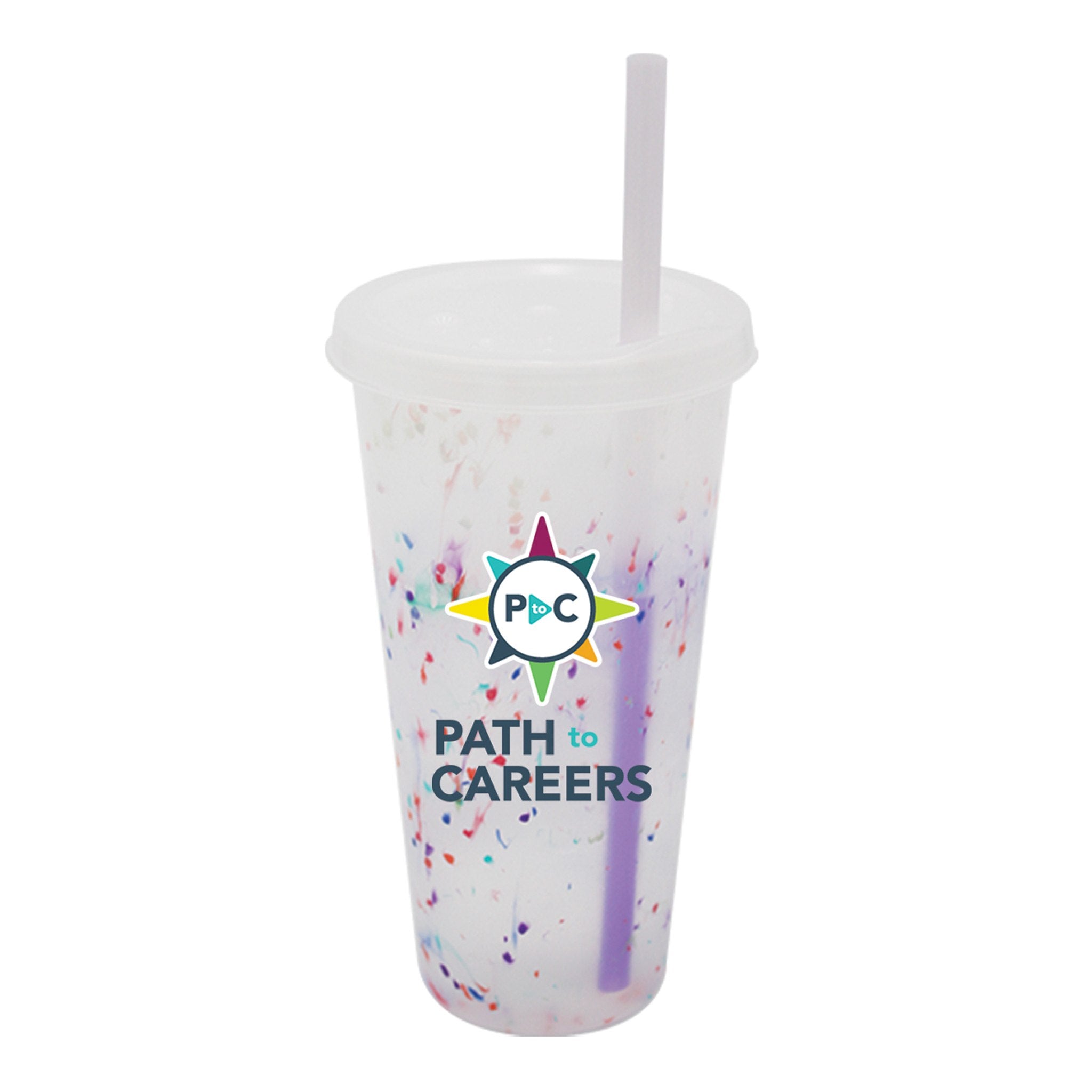26 Oz. Mood™ Rainbow Confetti Tumbler With Lid And Straw - FC  Imprinted with Logo (Q267022)