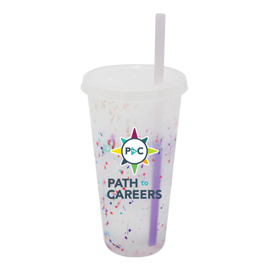 26 Oz. Mood™ Rainbow Confetti Tumbler With Lid And Straw - FC (Q267022)