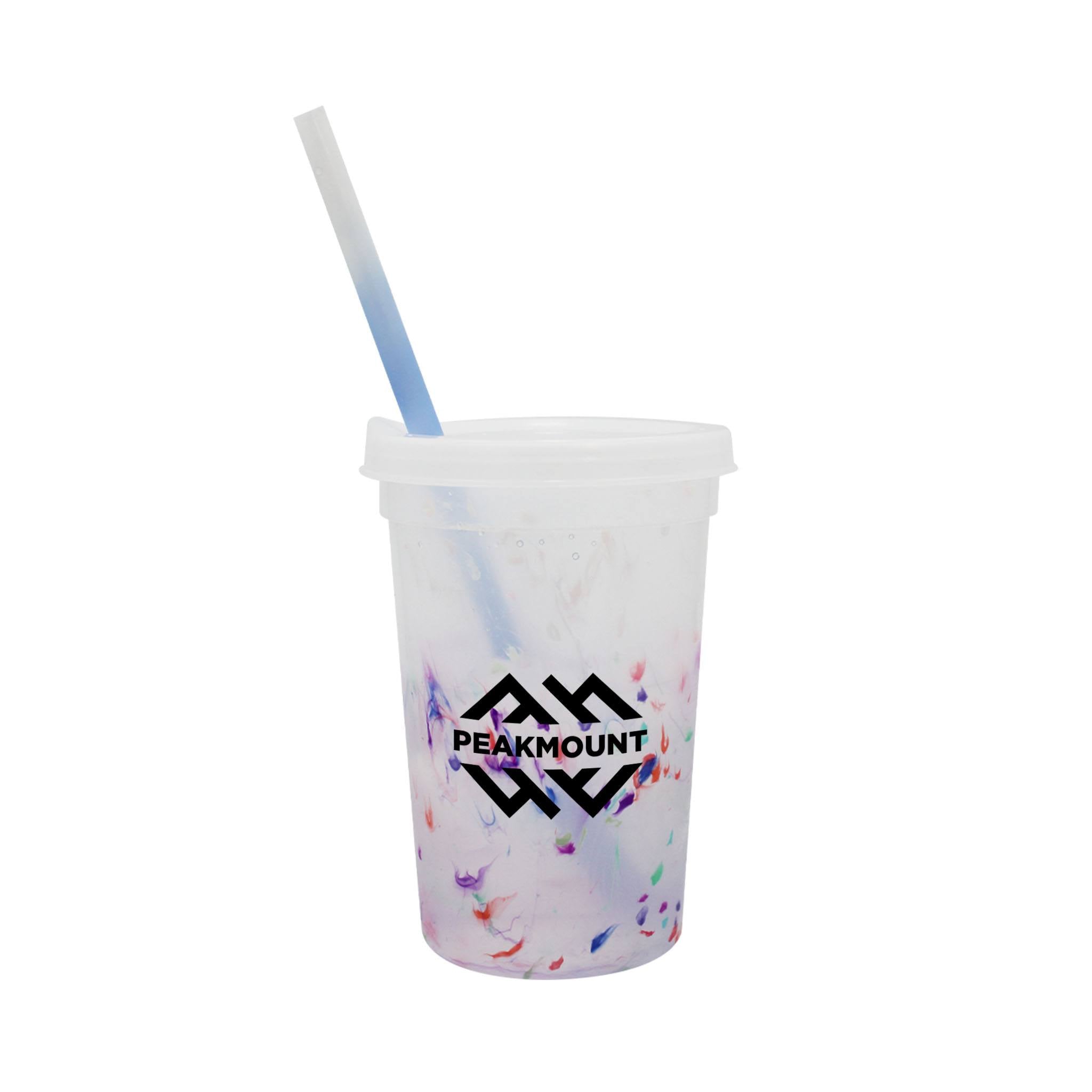 22 oz. Rainbow Confetti Mood Cup Set  Imprinted with Logo (Q271111)