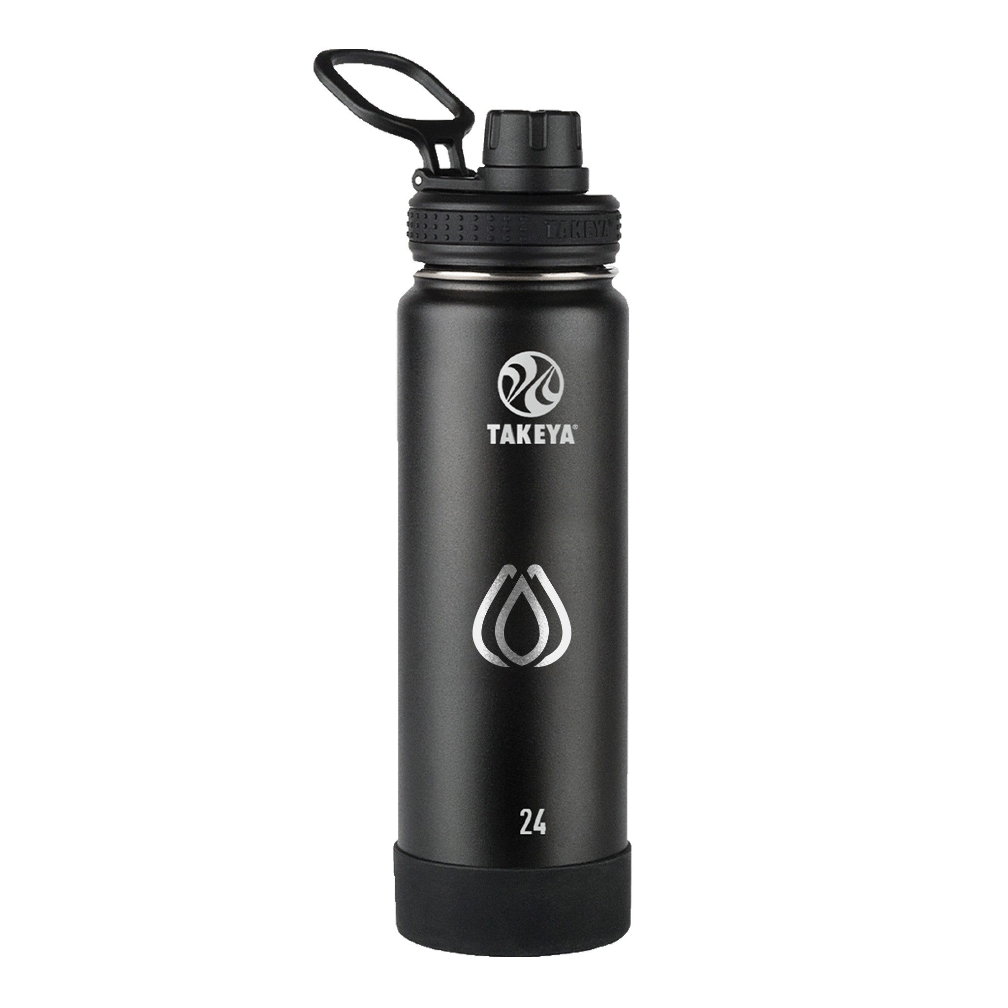 24 Oz. Takeya Actives Spout Lid Bottle - Onyx  Imprinted with Logo (Q271622)