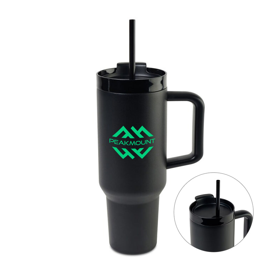 40 Oz. Adrian travel Tumbler With Straw - Black (Q271922)