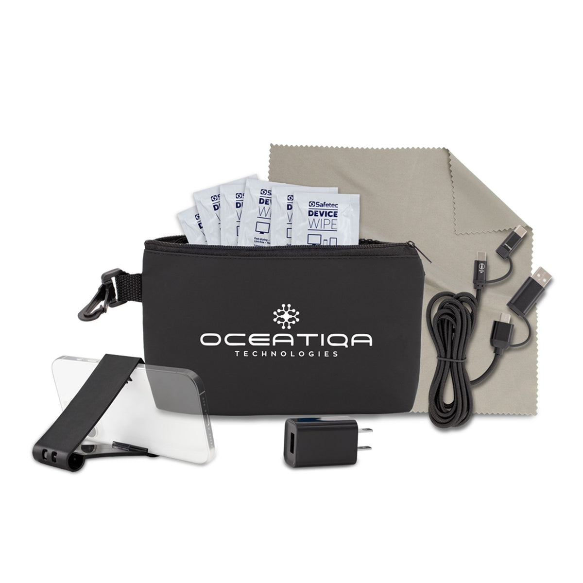 Aspen 10 Pcs Charging Kit in Black Mesh Zipper Pouch (Q273632)