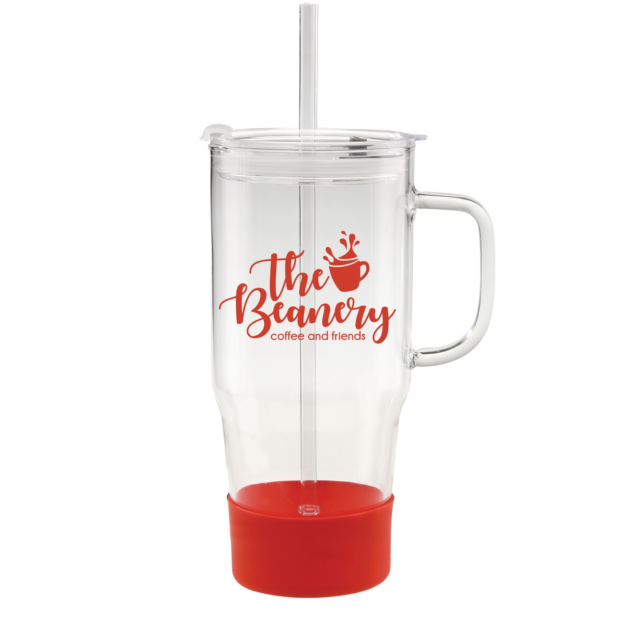 40 Oz. Cafe America Glass Mug With Silicone Base  Imprinted with Logo (Q285532)