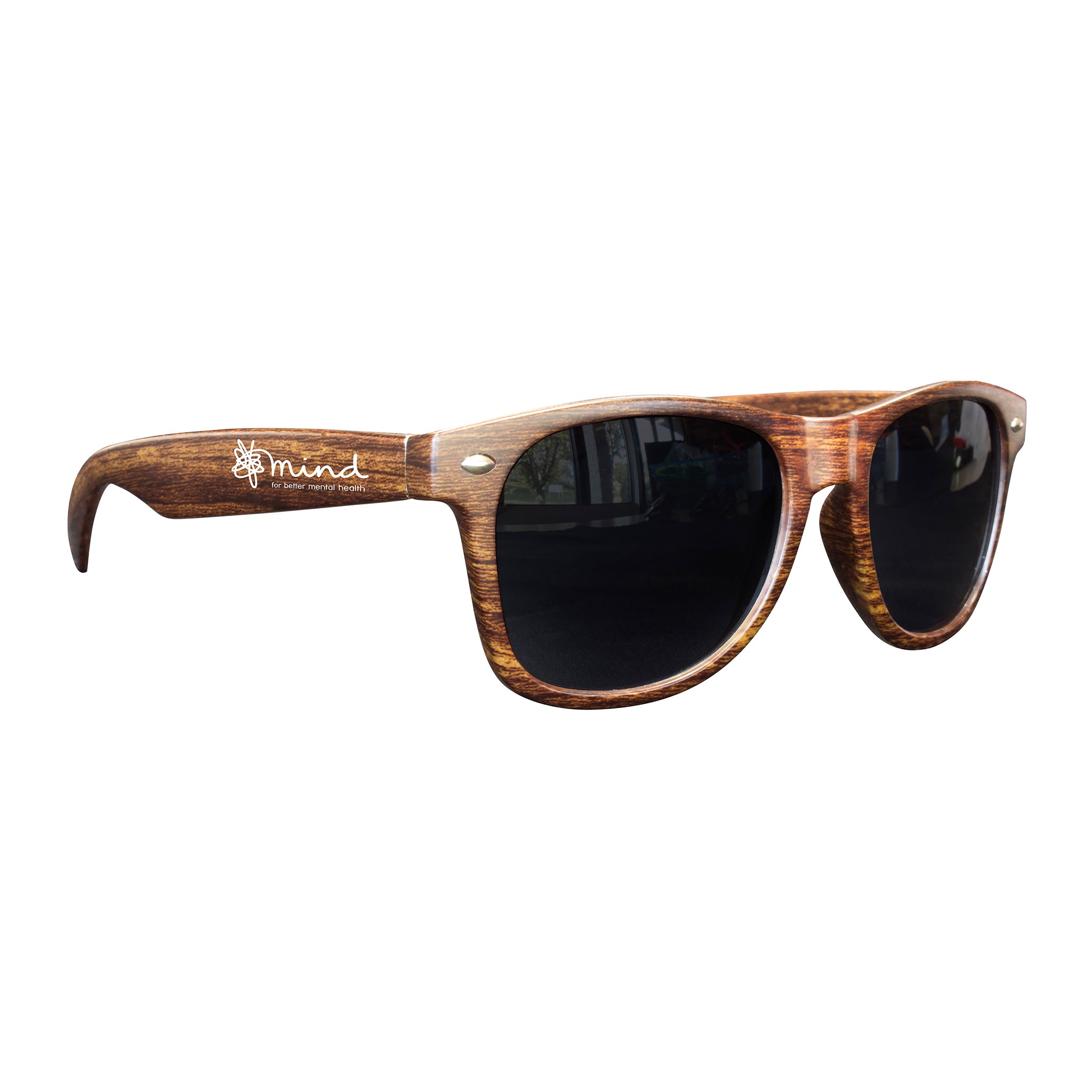 Medium Wood Tone Polycarbonate Miami Sunglasses  Imprinted with Logo (Q292511)
