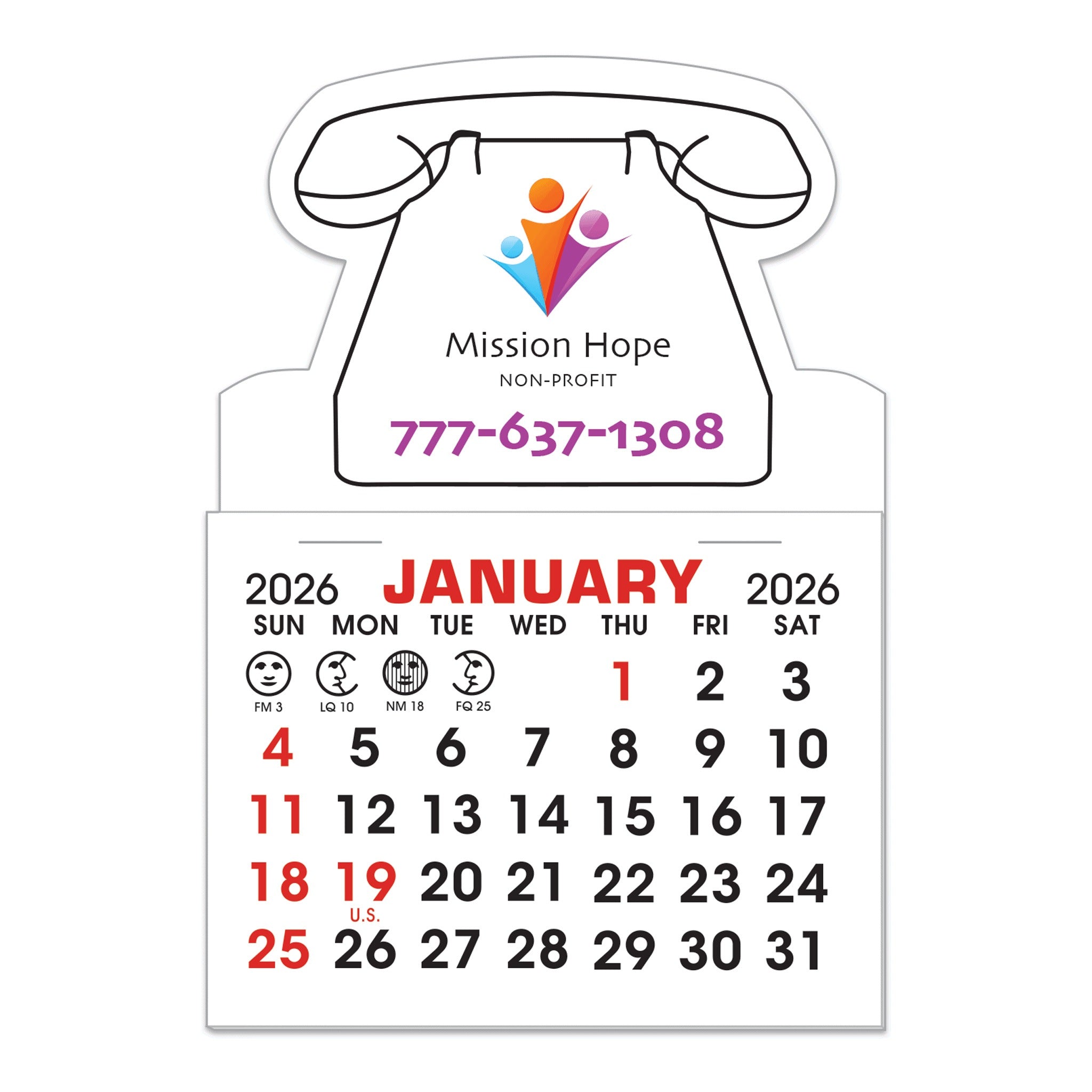 Stick-It! Magnet 3 x 4.25 Inch - Telephone  Imprinted with Logo (Q293432)