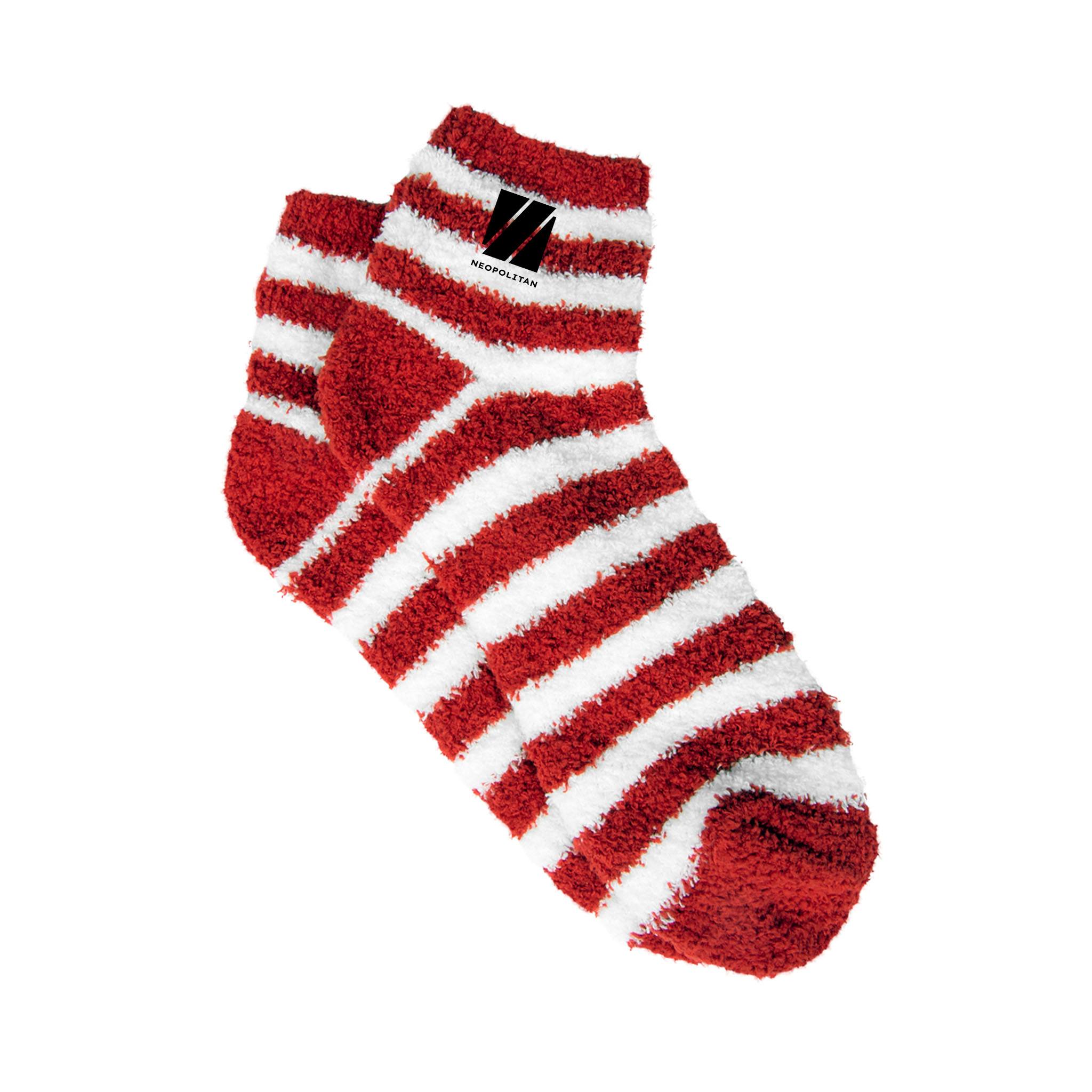 Fuzzy Stripe Socks  Imprinted with Logo (Q301922)