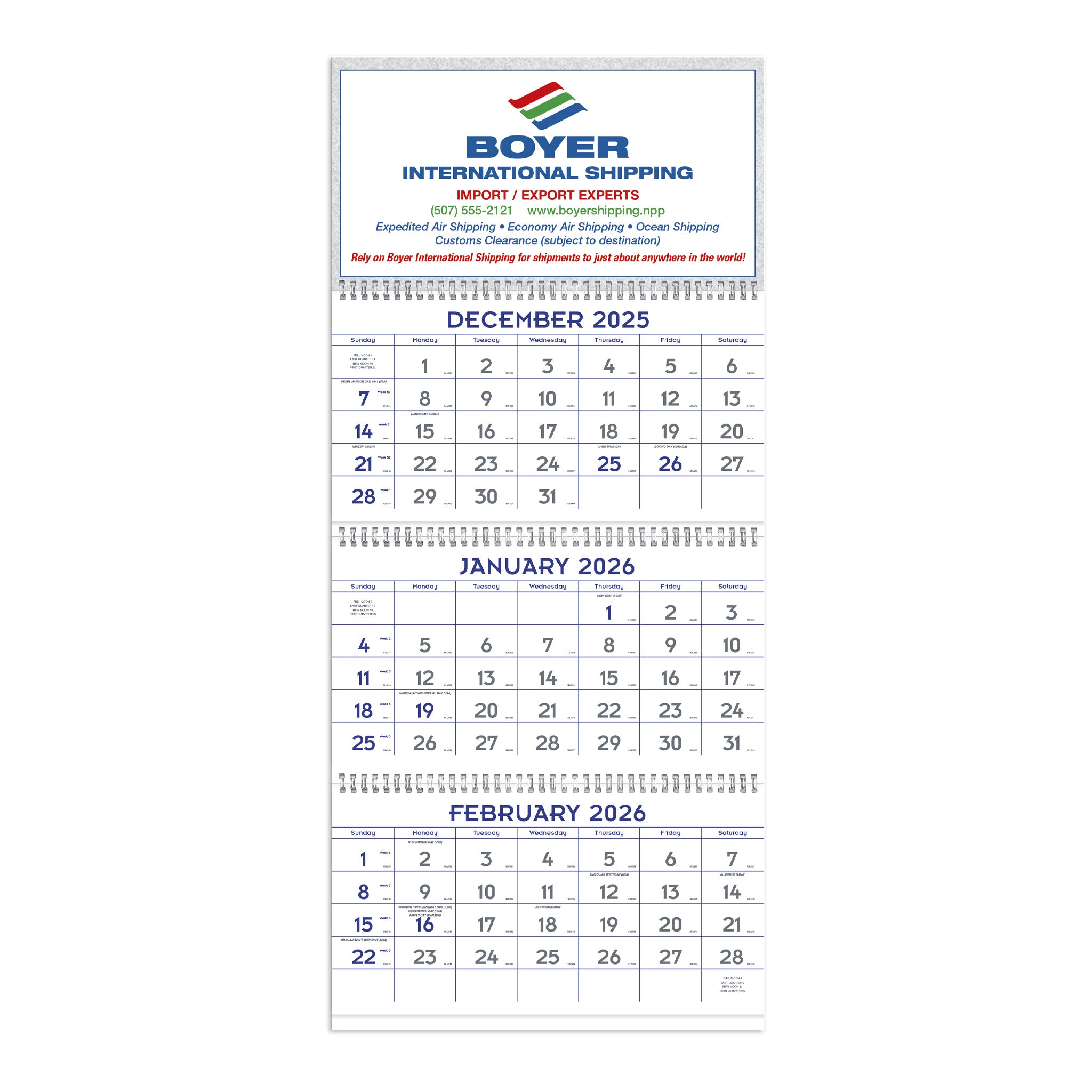 Blue & Grey Commercial Planner Calendar  Imprinted with Logo (Q304722)