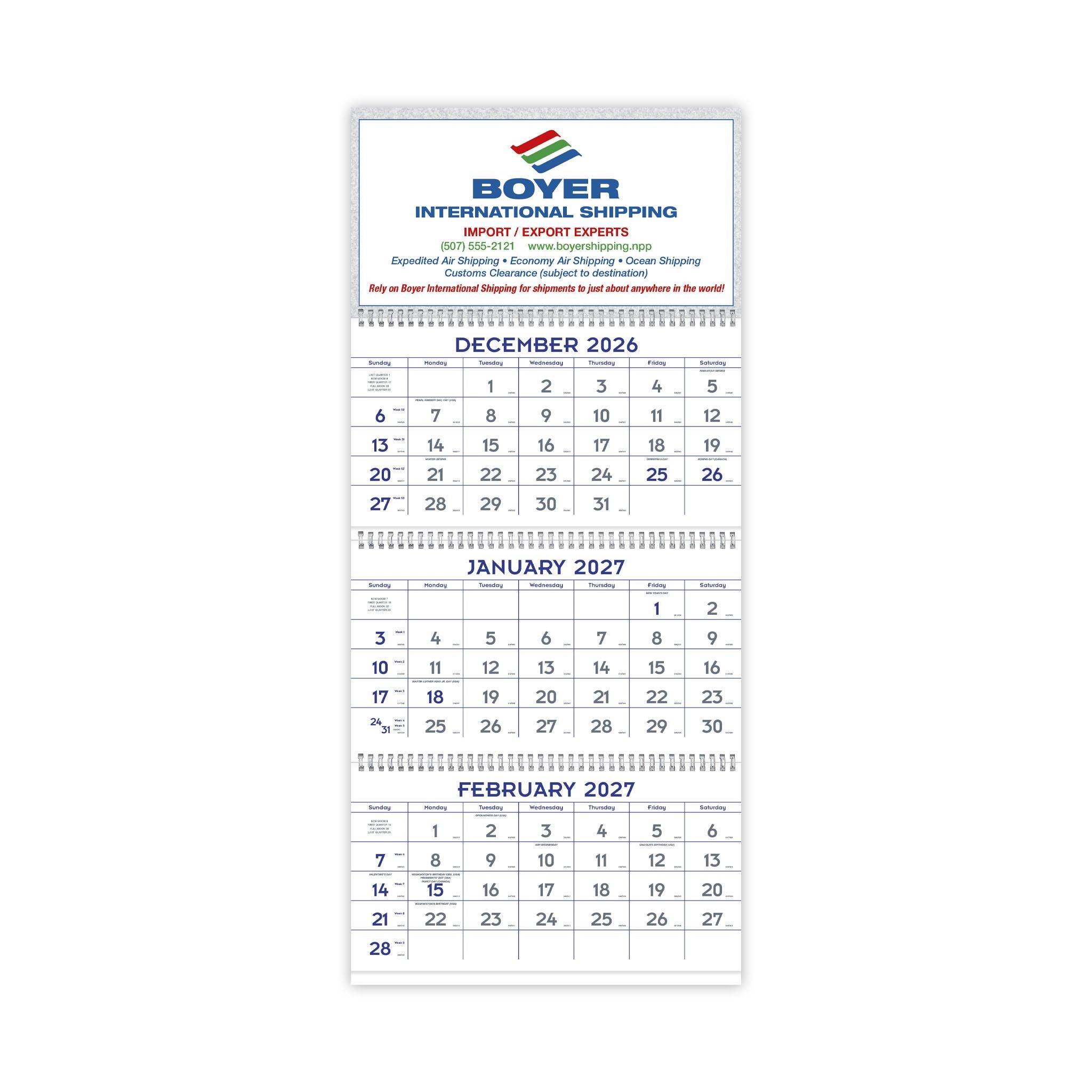 Blue & Grey Commercial Planner Calendar  Imprinted with Logo (Q304722)