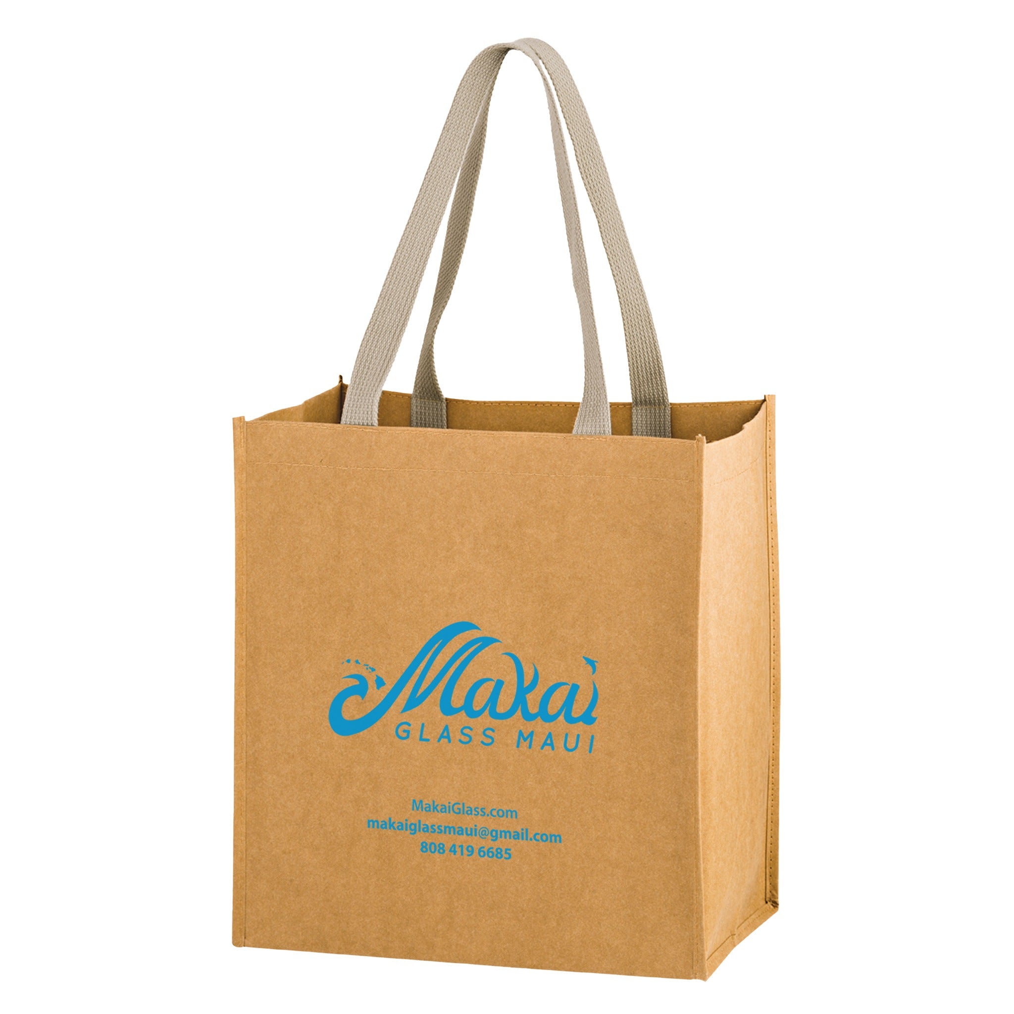 TSUNAMI - Washable Kraft Paper Grocery Tote Bag  Imprinted with Logo (Q305532)