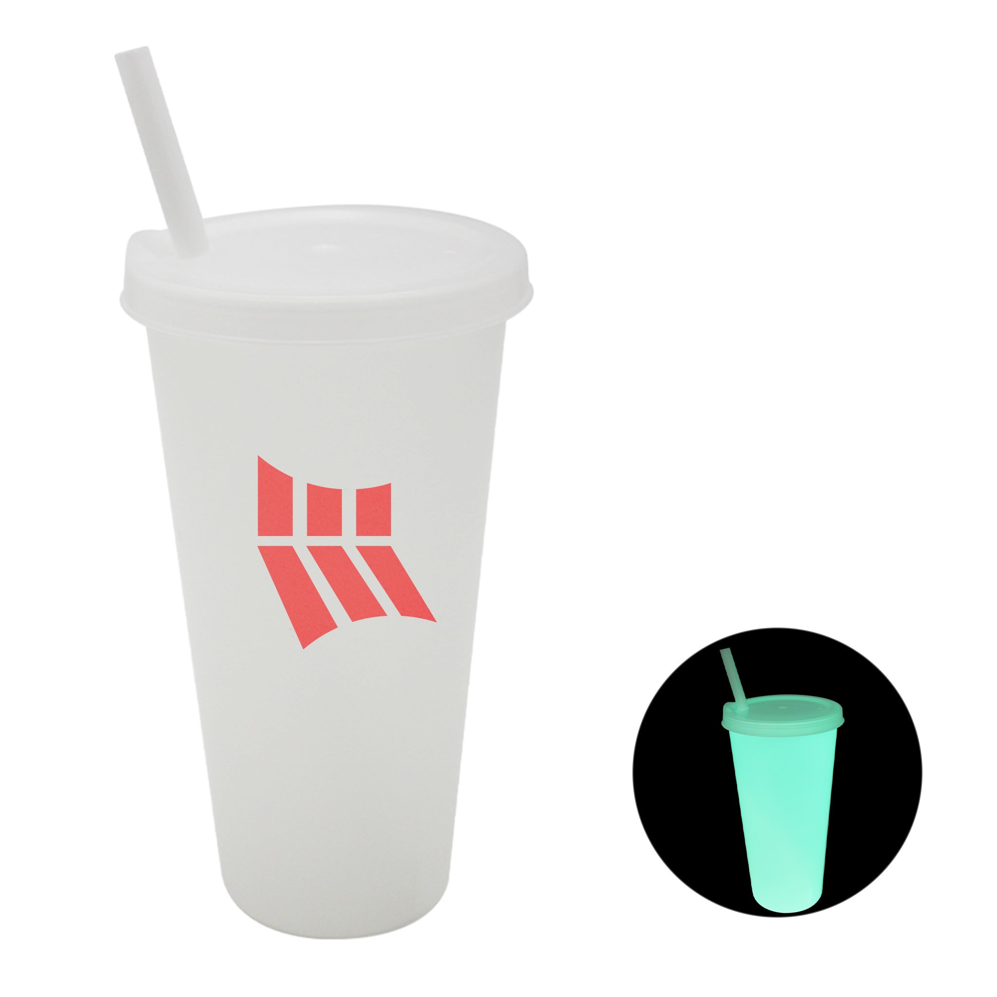 26 Oz. Nite Glow Tumbler With Lid & Straw - Full Color  Imprinted with Logo (Q307022)