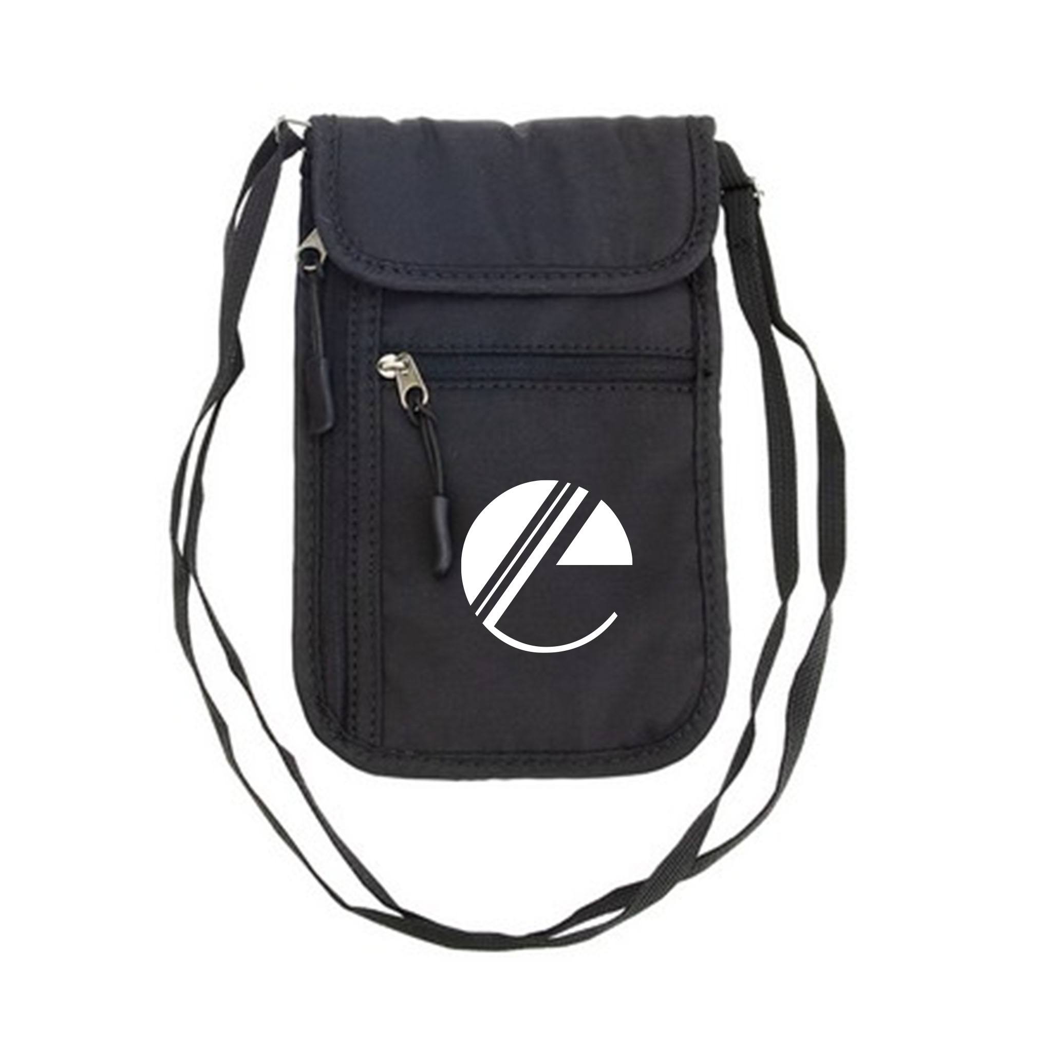 AeroLOFT™ Jet Black Safety Organizer Neck Wallet  Imprinted with Logo (Q308622)