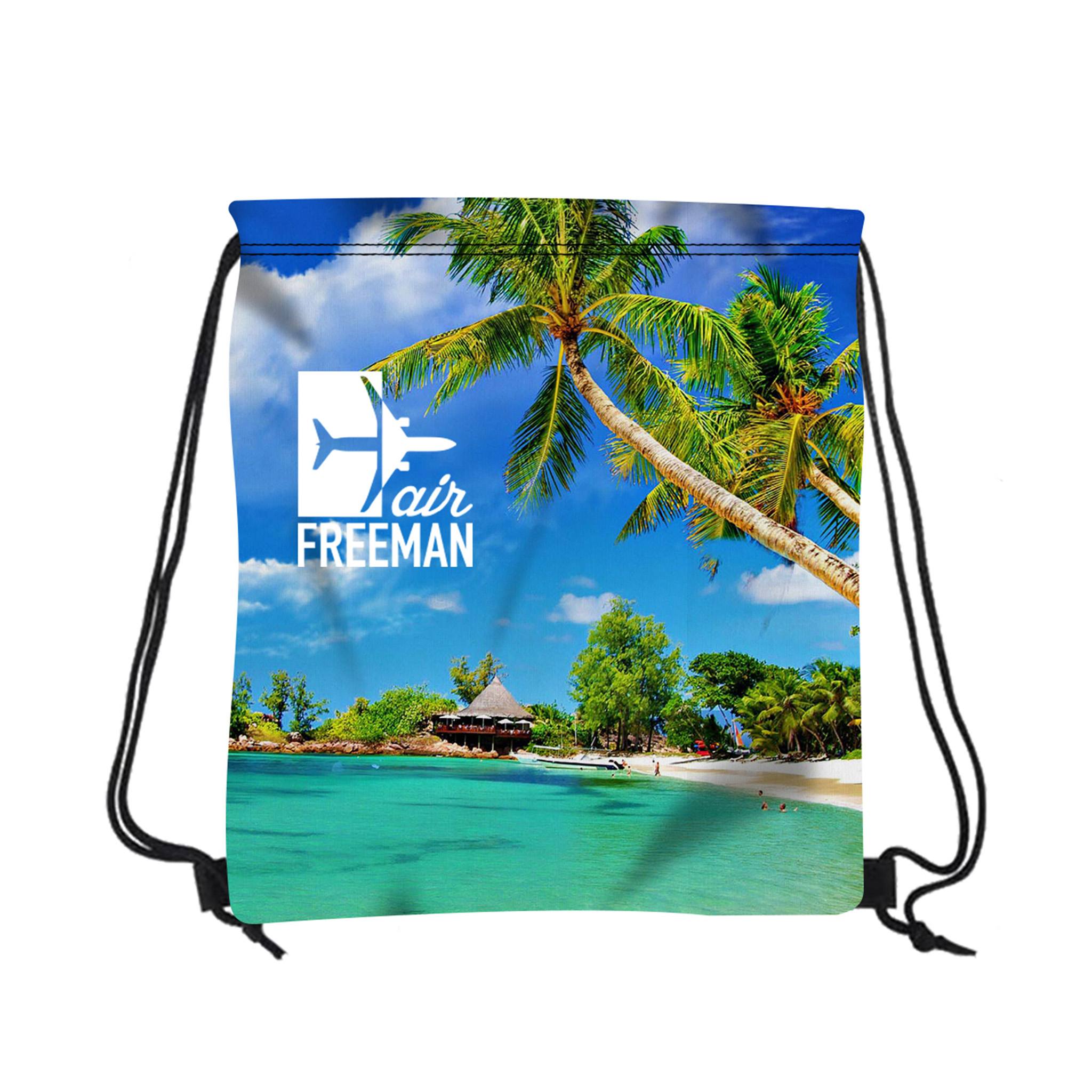 16W x 18H Inch Polyester Drawstring Backpack  Imprinted with Logo (Q321922)