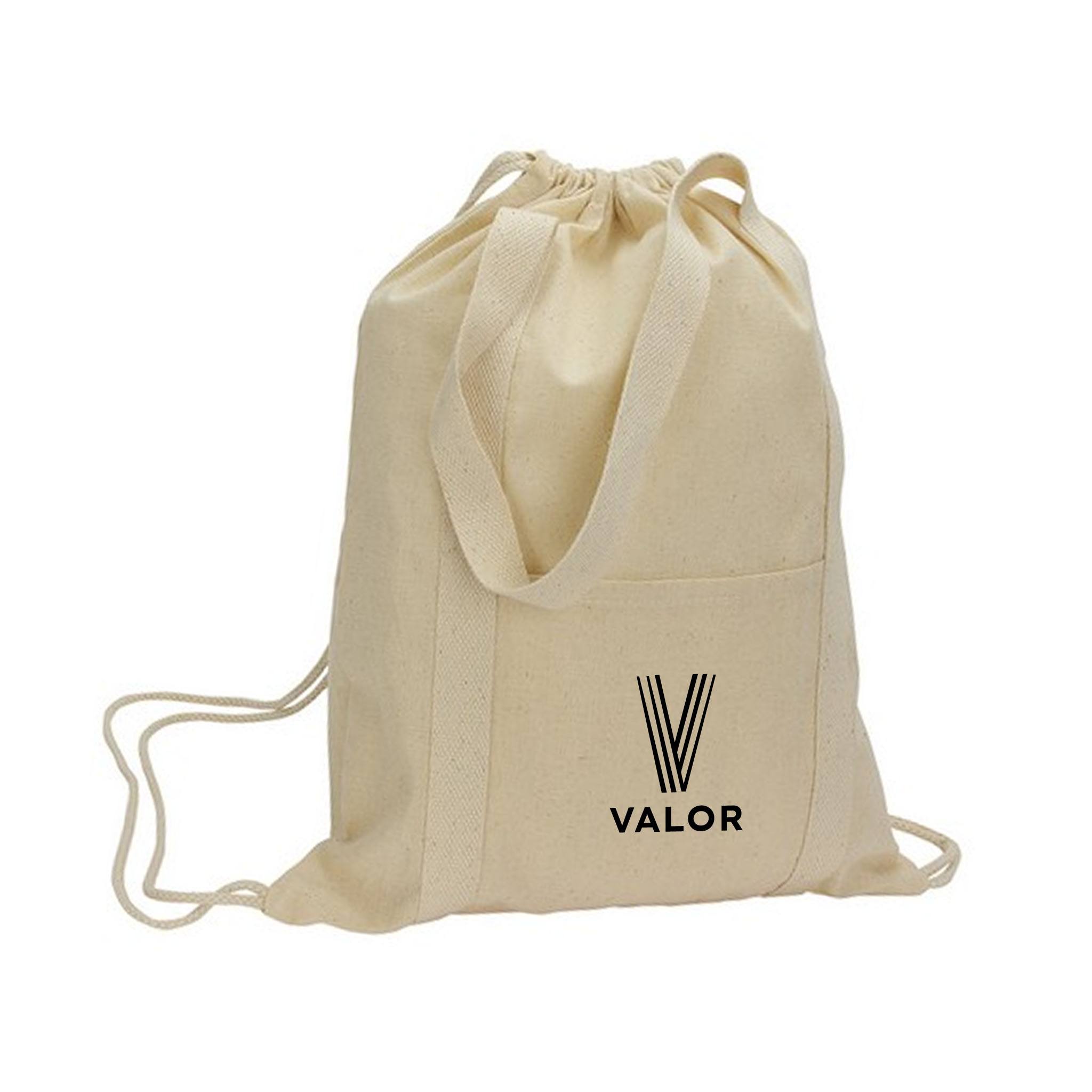 Orion 5 Oz. 50/50 Recycled Cotton Drawstring Backpack  Imprinted with Logo (Q326722)