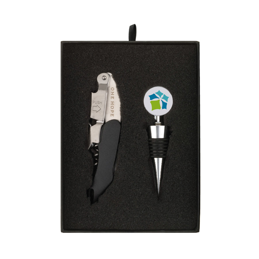 Premium Waiter's Corkscrew And Wine Stopper Gift Set (Q327332)