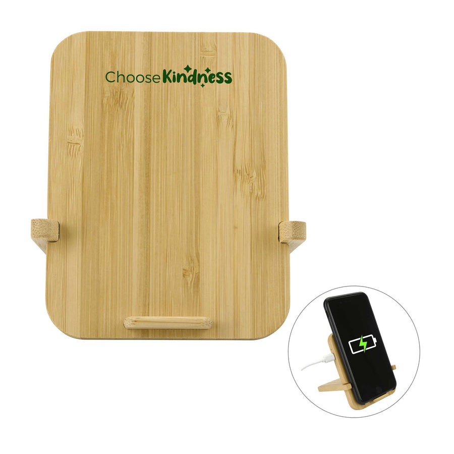 Bamboo 10W Wireless Charger With Phone Holder (Q329822)