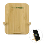 Bamboo 10W Wireless Charger With Phone Holder  Imprinted with Logo (Q329822)