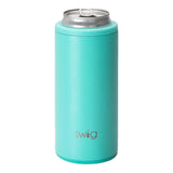 12 Oz. Swig Skinny Can Cooler - Matte Aqua (Q330522)