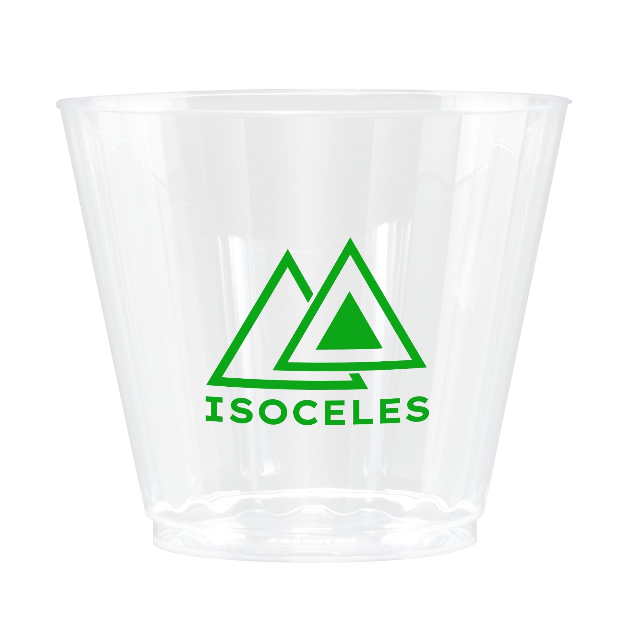 9 Oz. Clear Fluted Plastic Rocks Cup  Imprinted with Logo (Q332211)