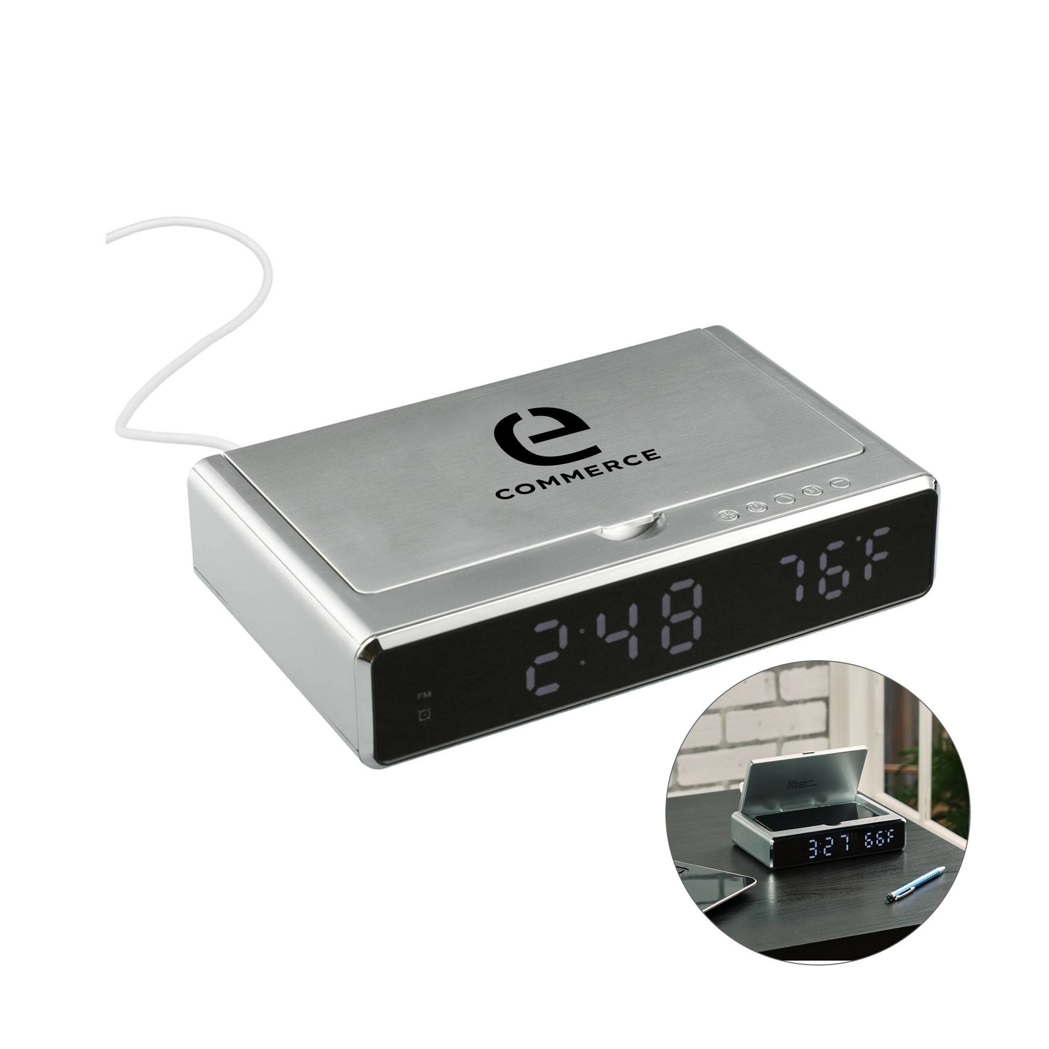 UV Sanitizer Desk Clock With Wireless Charging  Imprinted with Logo (Q332422)