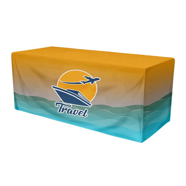 8 Ft. Fitted Open-Back Full-Color Table Throw  Imprinted with Logo (Q333922)