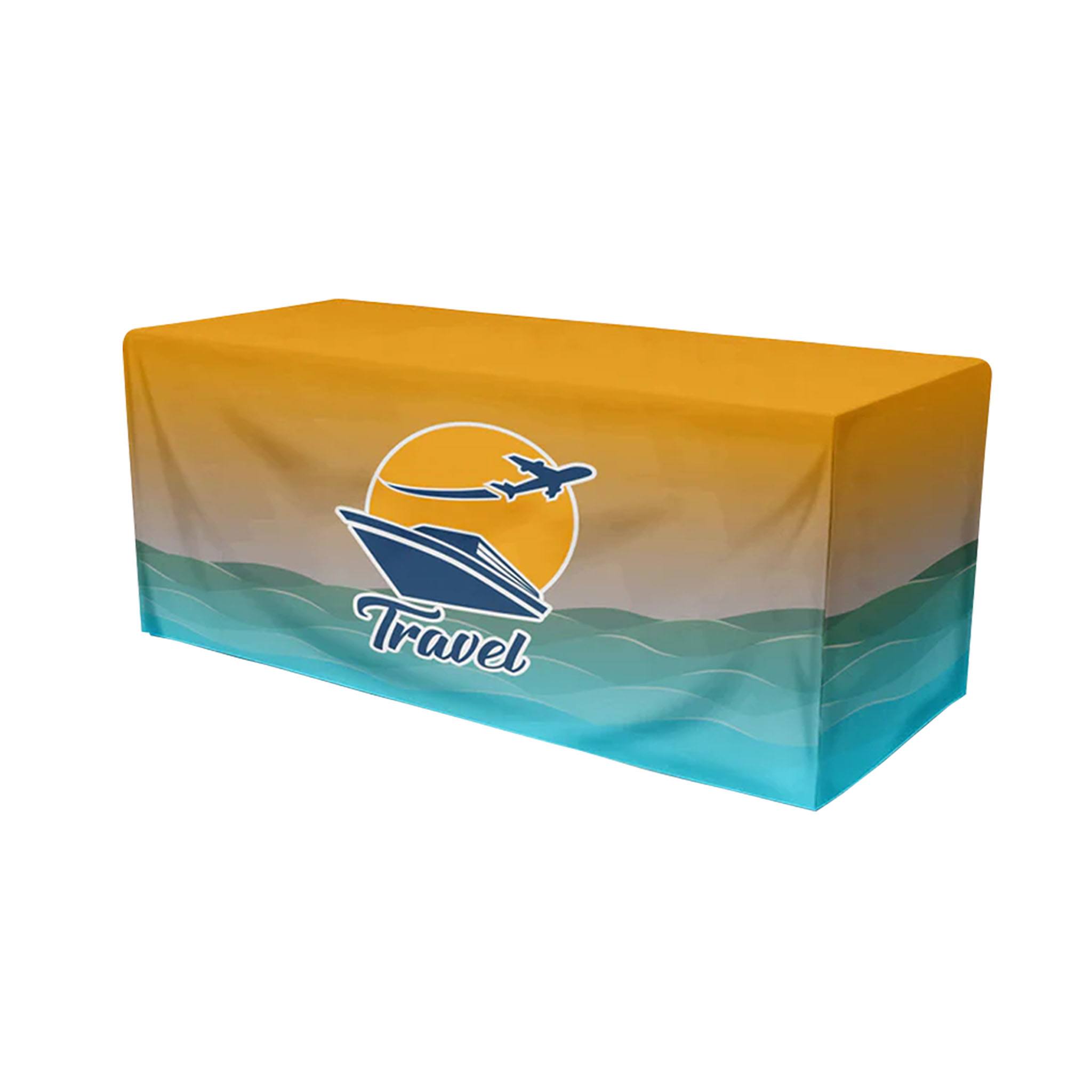 8 Ft. Fitted Open-Back Full-Color Table Throw  Imprinted with Logo (Q333922)