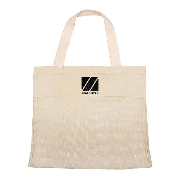 Reusable Cotton Mesh Tote Bag  Imprinted with Logo (Q334922)
