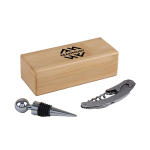 2-Piece Bamboo Wine Opener Set With Magnetic Closure (Q337332)