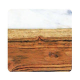 2 Pc. Acacia Wood & Greek Marble Coaster Set (Q339622)